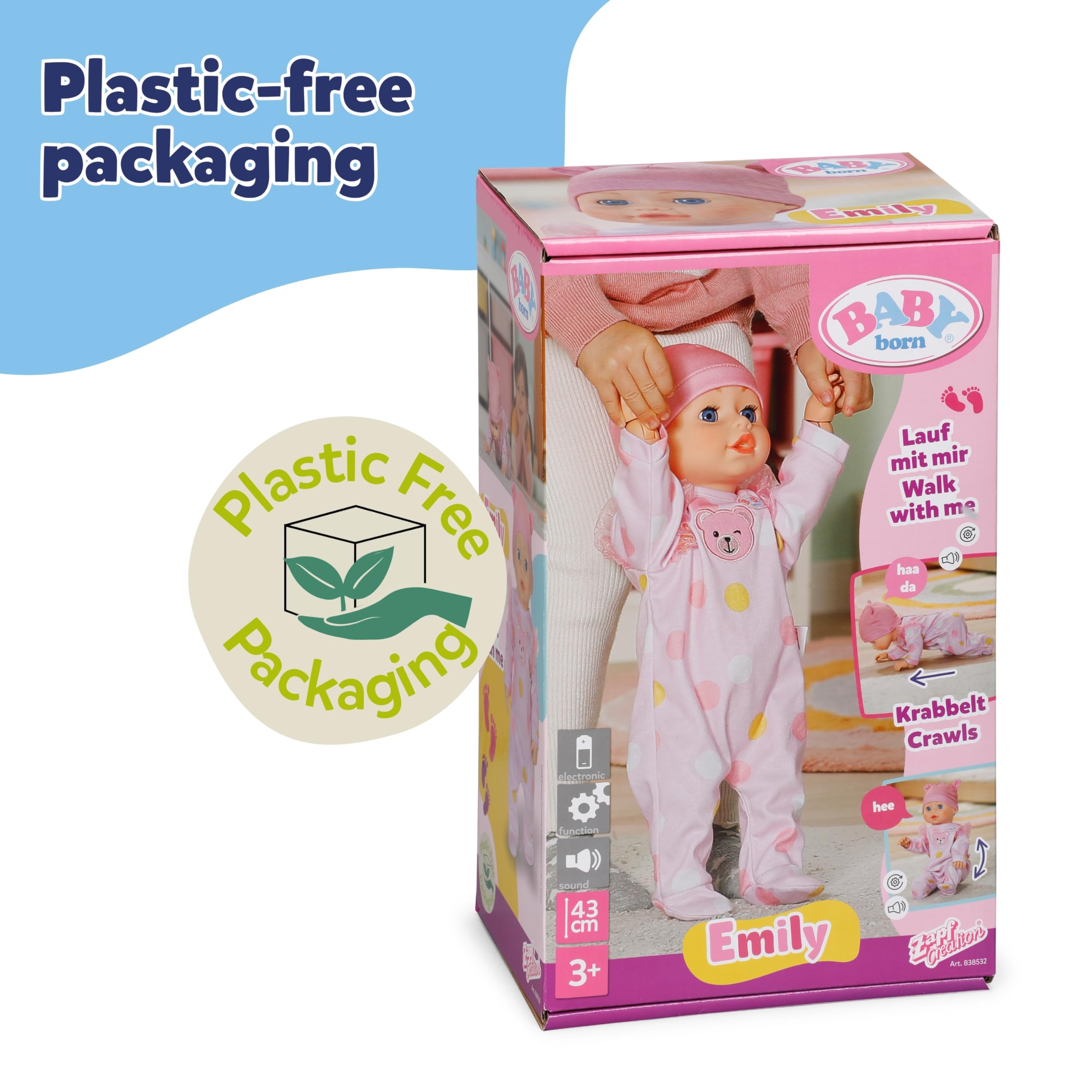 BABY born Emily Walk with Me Doll - Crawling & Learning to Walk | Interactive | Ages 3+ 8