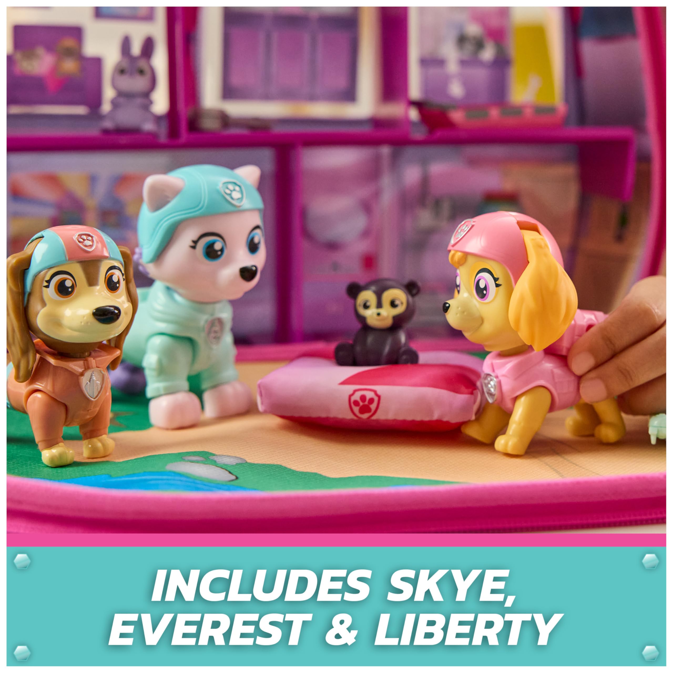 PAW Patrol Skye's World Pupcation Rescue Set - Playset with Skye, Everest, Liberty & Animal Figures 12