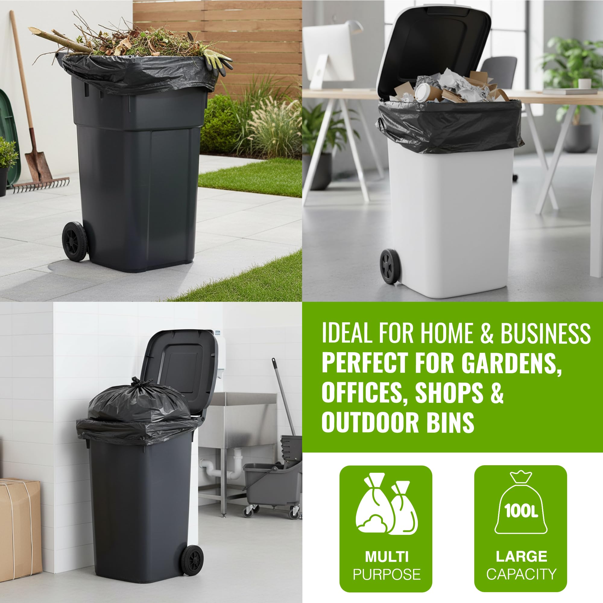 EcoBag 50 Pack Everyday Refuse Sacks - 100L Capacity | Recyclable | Leak Resistant 8