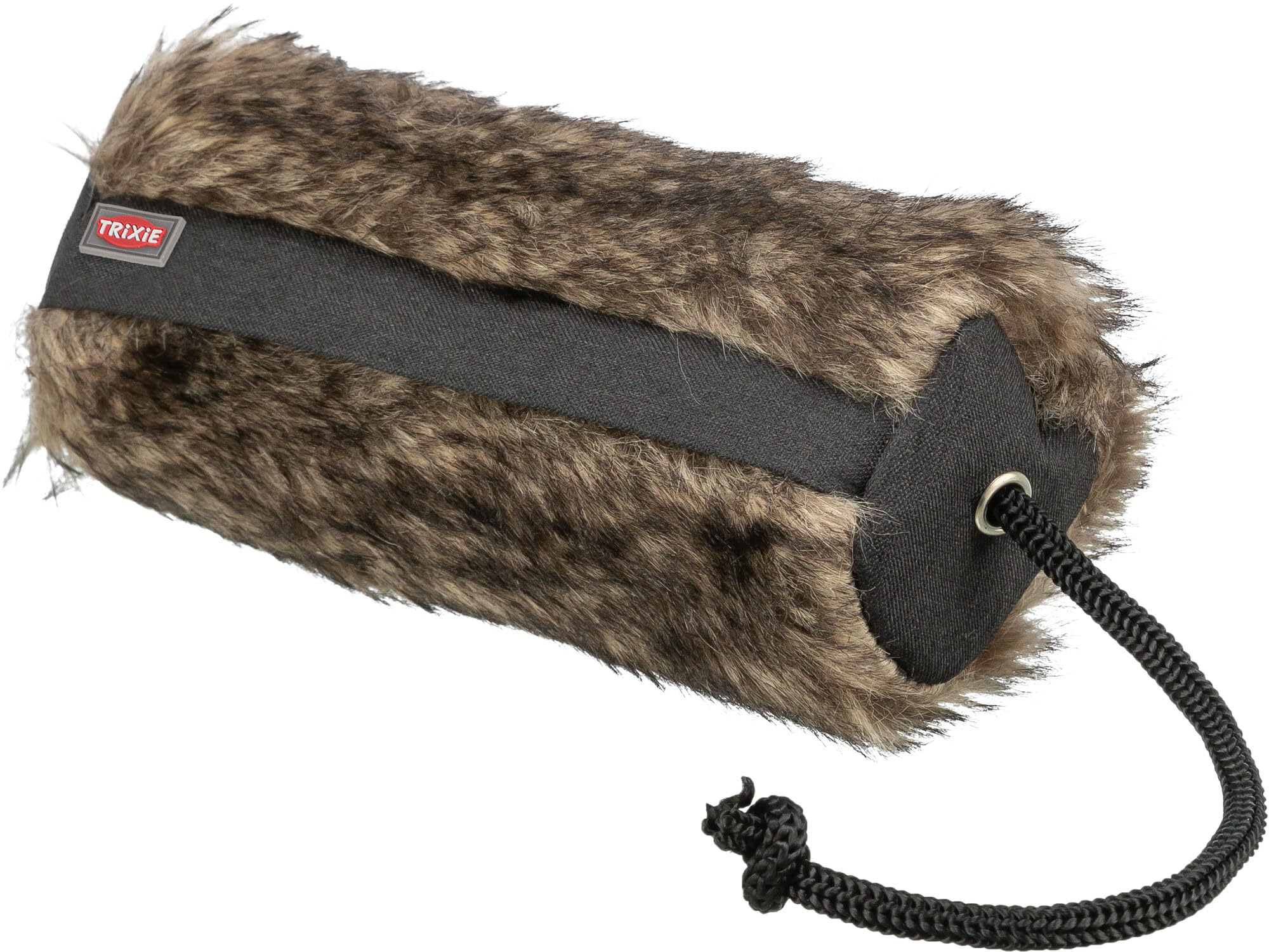 TRIXIE Food Dummy Training Toy - Vegan Faux Fur | Bacon Scented | Black