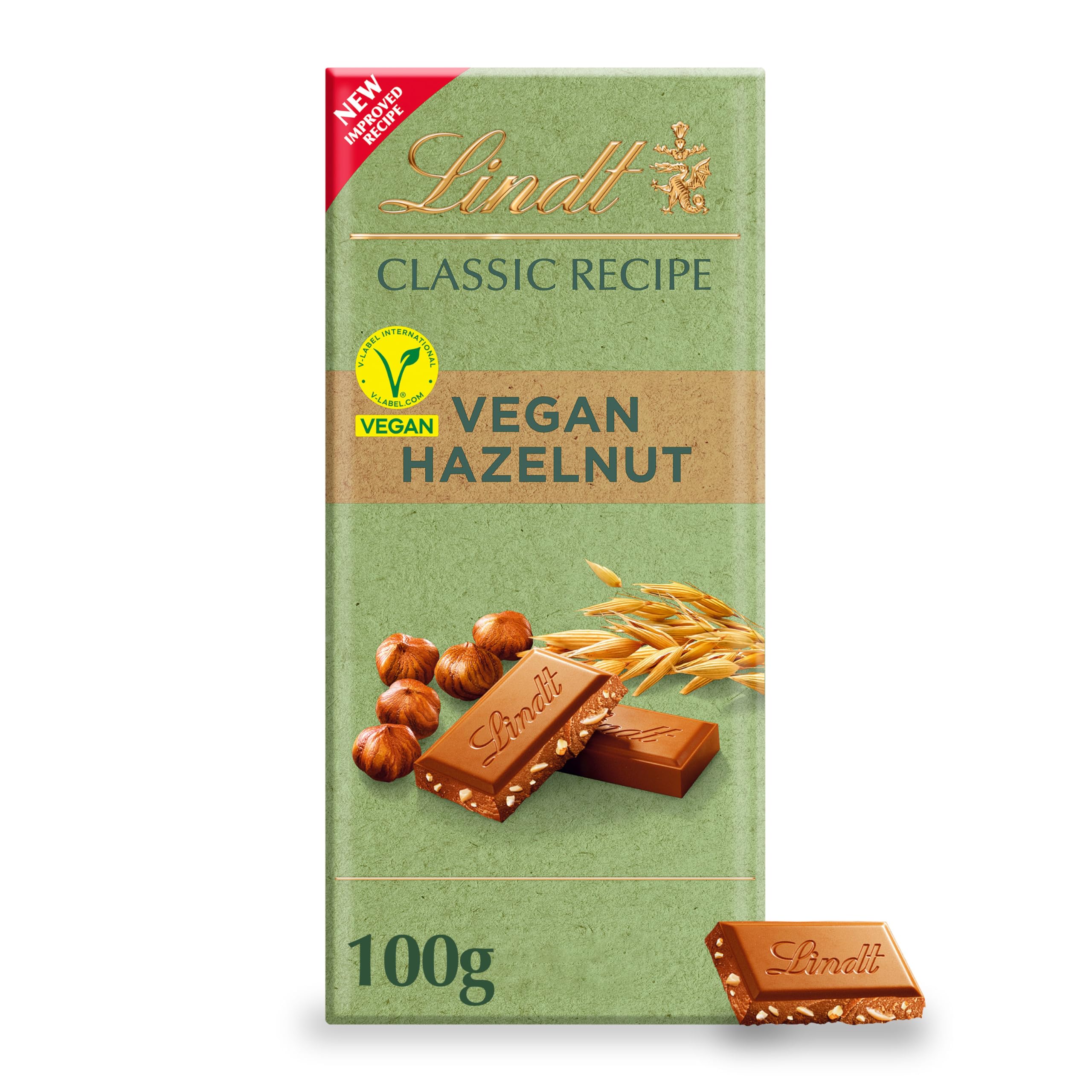 Lindt Vegan Chocolate Bar with Hazelnut, Almond & Oat Drink Powder, 100g 6