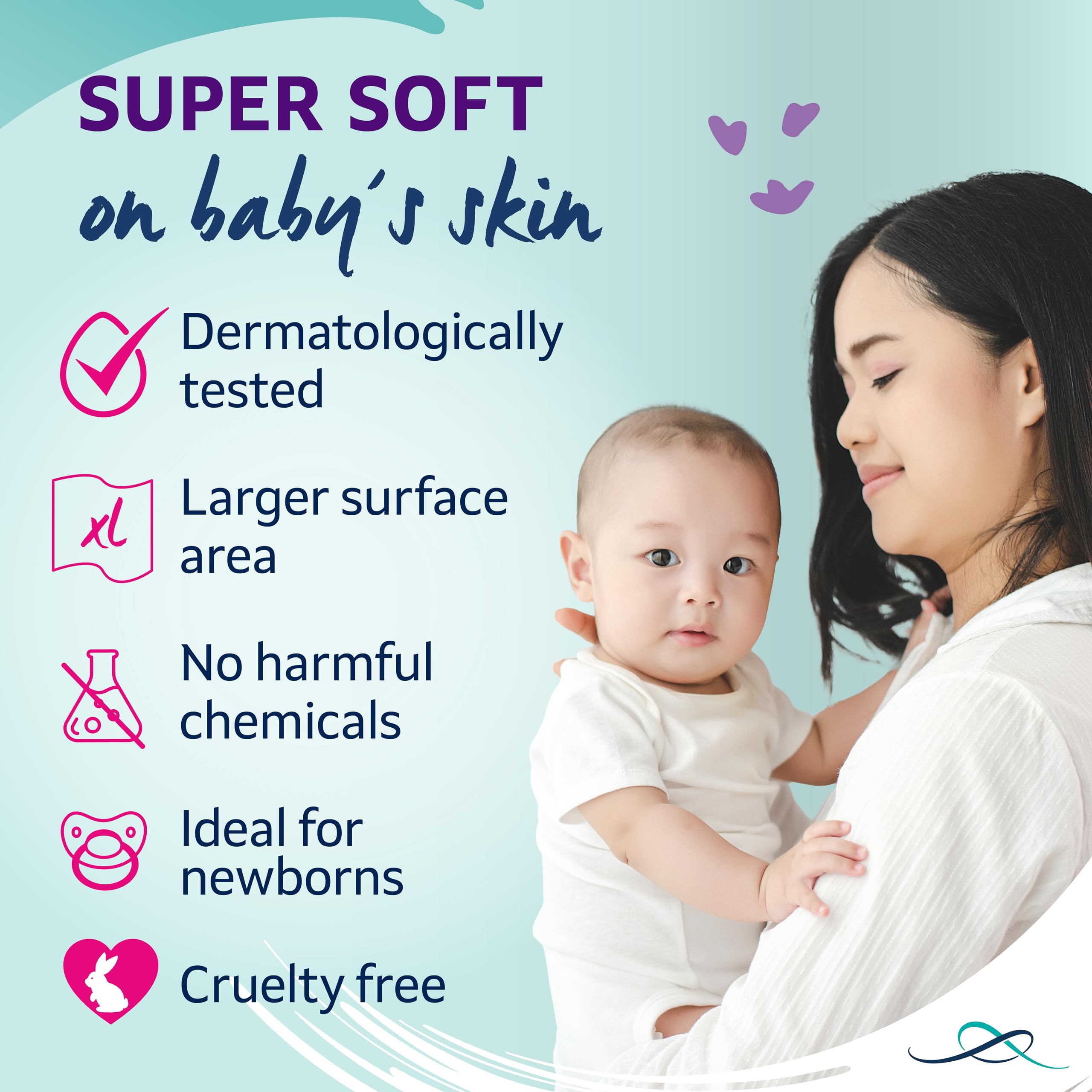 Lil-Lets Baby Cotton Squares 50 Count - 100% Pure Organic Cotton, GOTS Certified 6