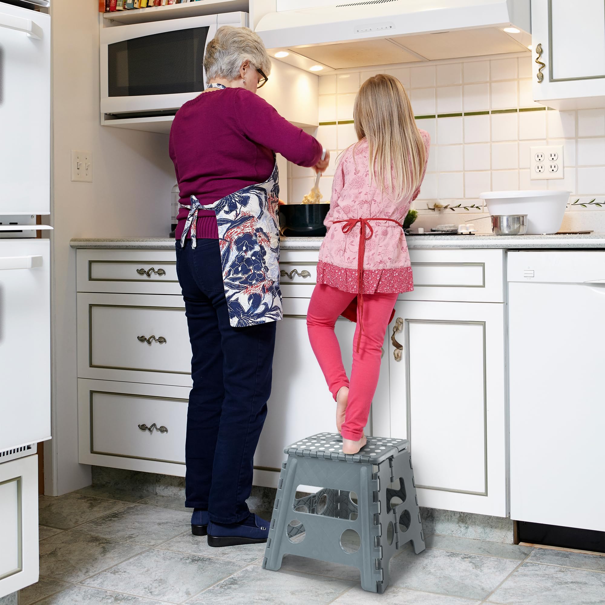 KEPLIN 13 Inch Heavy Duty Folding Step Stool | 150kg Capacity | Grey Plastic 7