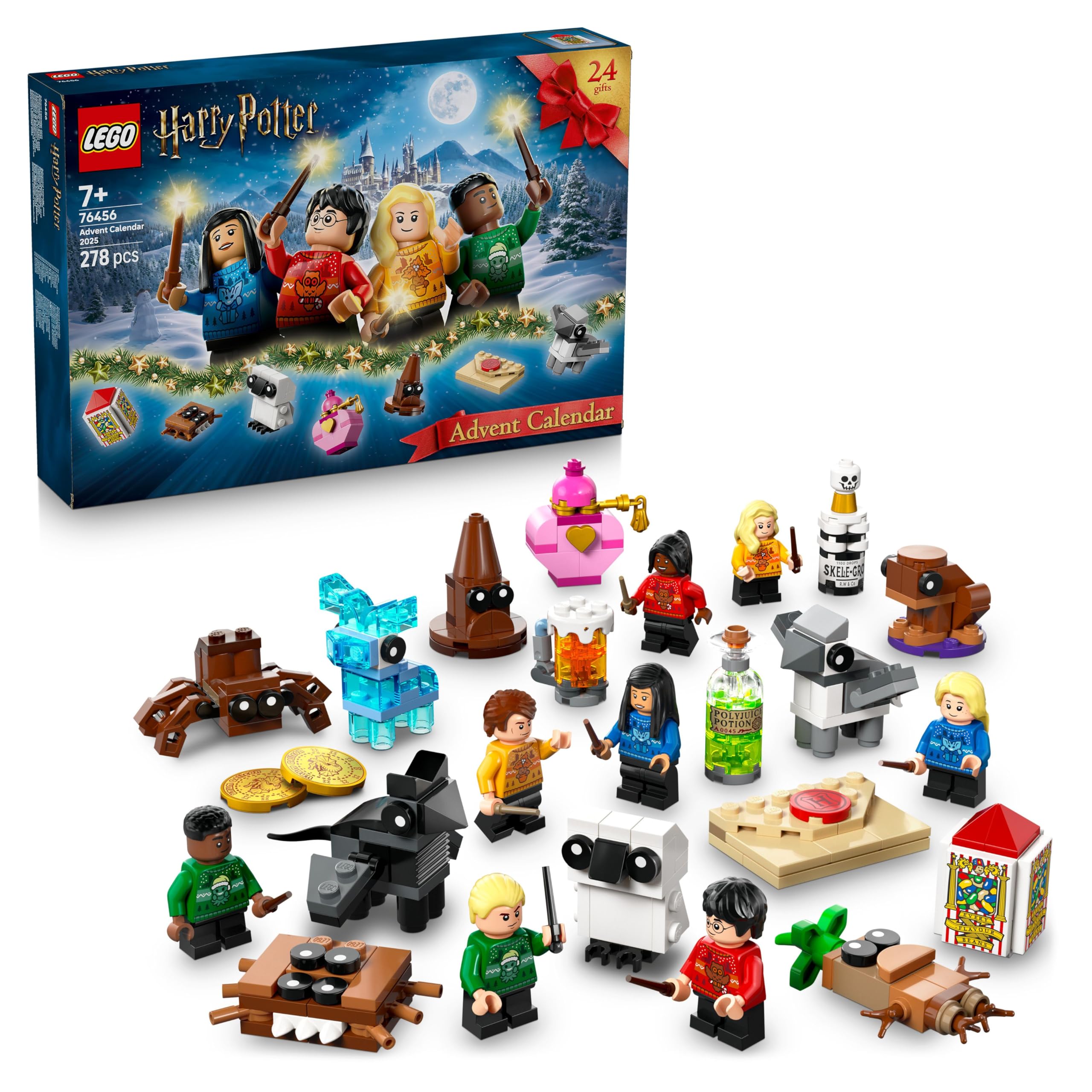 LEGO Harry Potter Advent Calendar 2025 - 278-Piece Building Set with 8 Minifigures & 6 Creatures for 7+