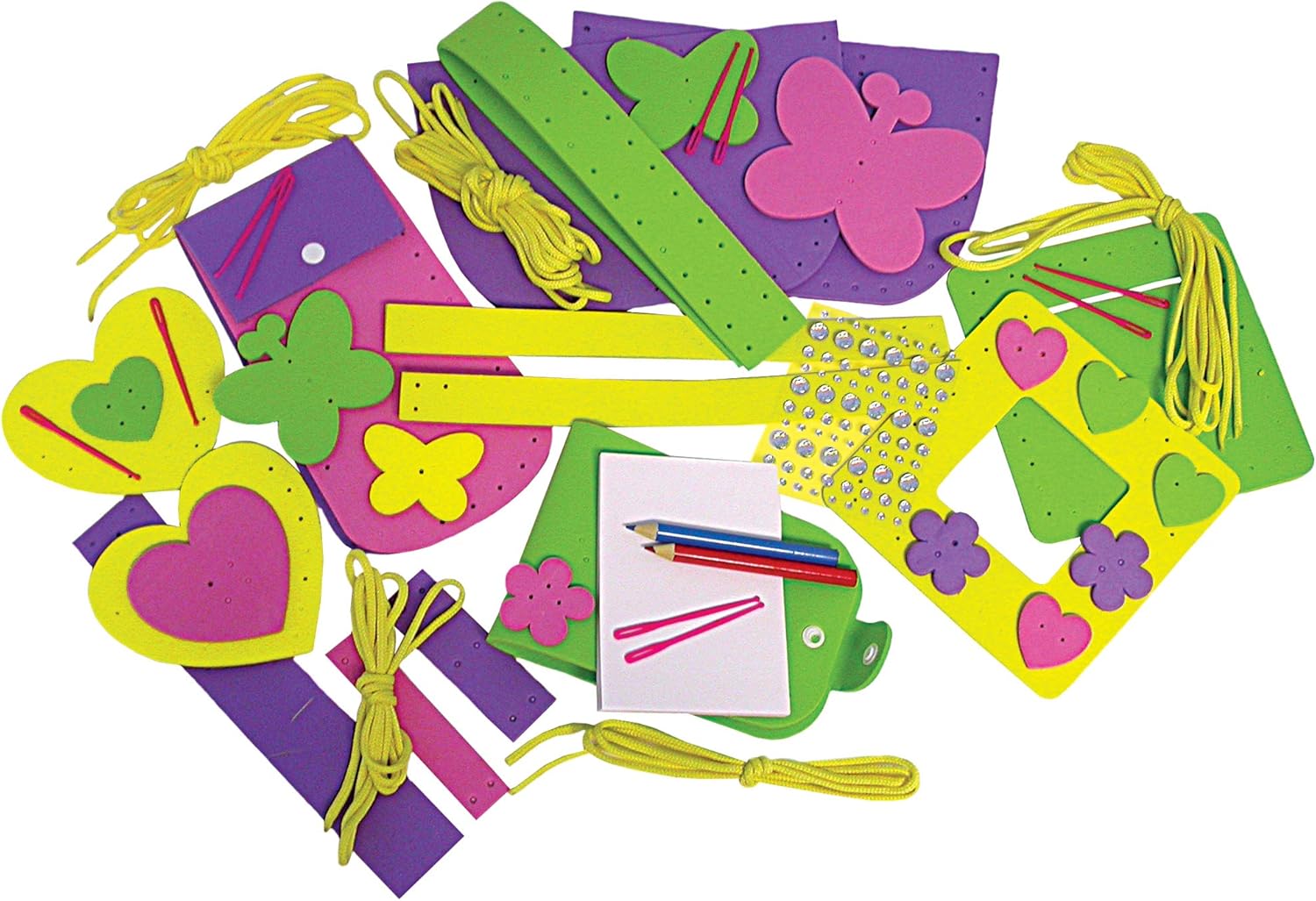 Galt First Sewing Kids Craft Kit with Pencil Case, Purse & Frame - Foam Sewing Set for Children