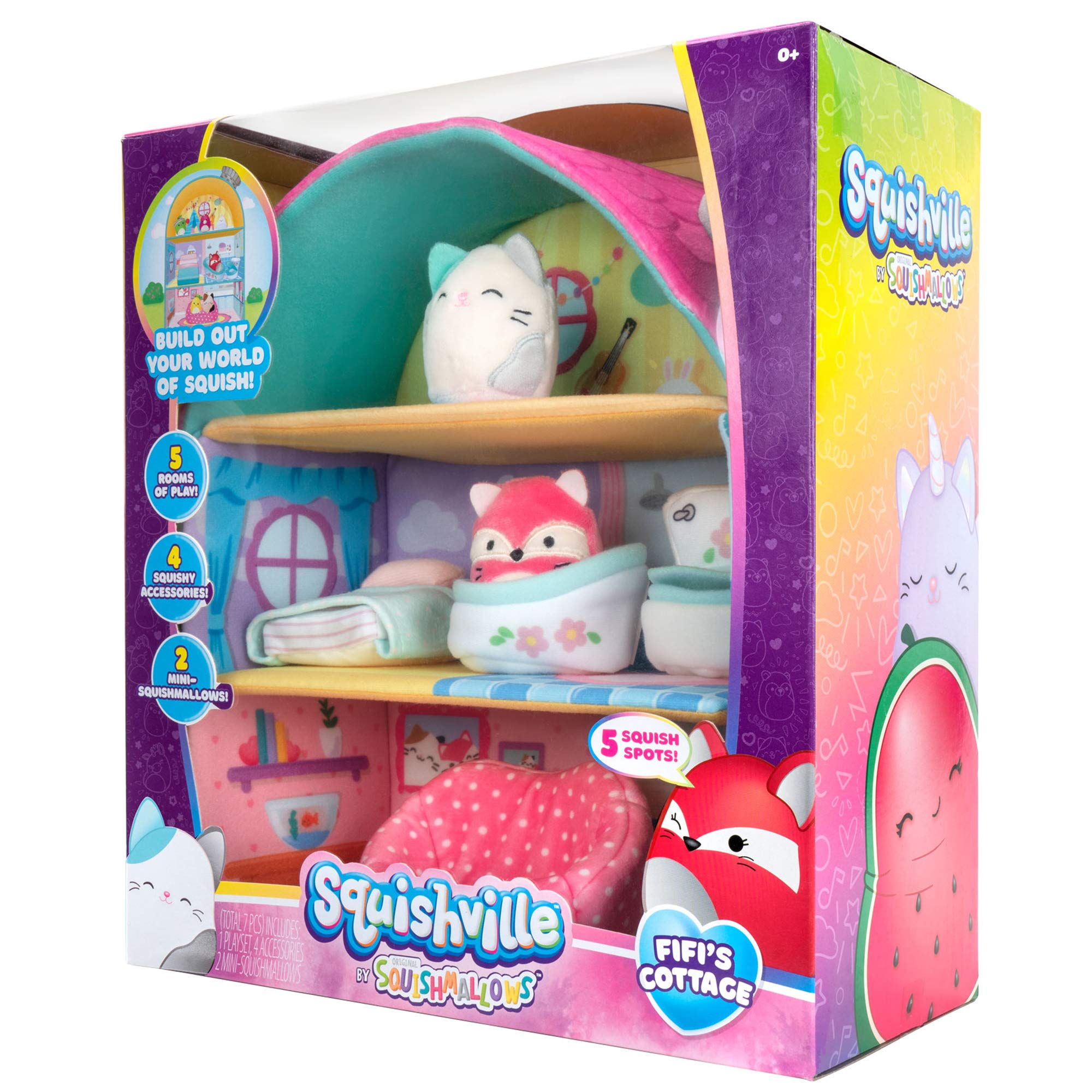 Squishville Fifi's Cottage Townhouse Playset with Cam & Fifi Mini Squishmallows - 2" Plush Toy Set 7