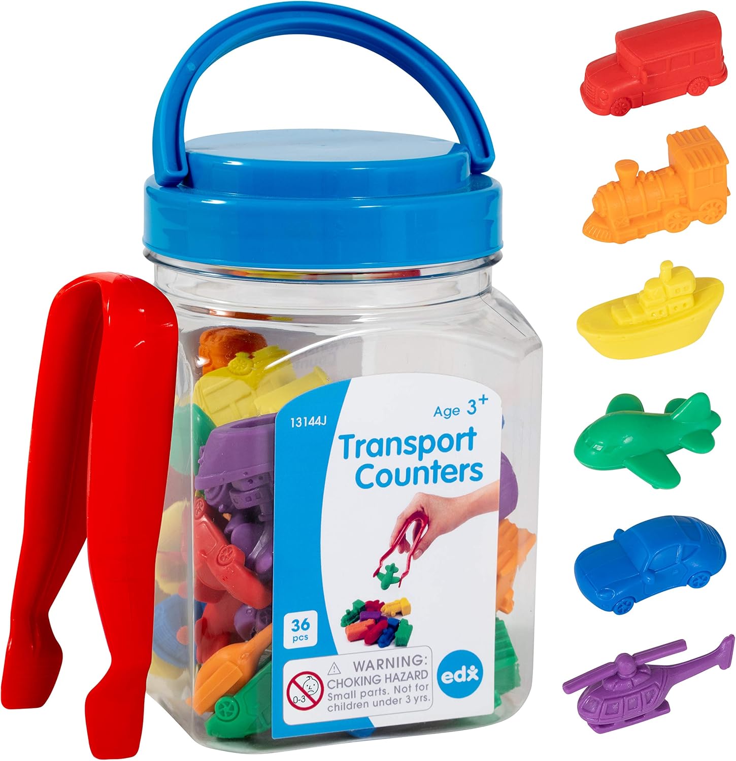 edx education Transport Counters - 36-Piece Educational Toy for Counting, Sorting & Fine Motor Skills