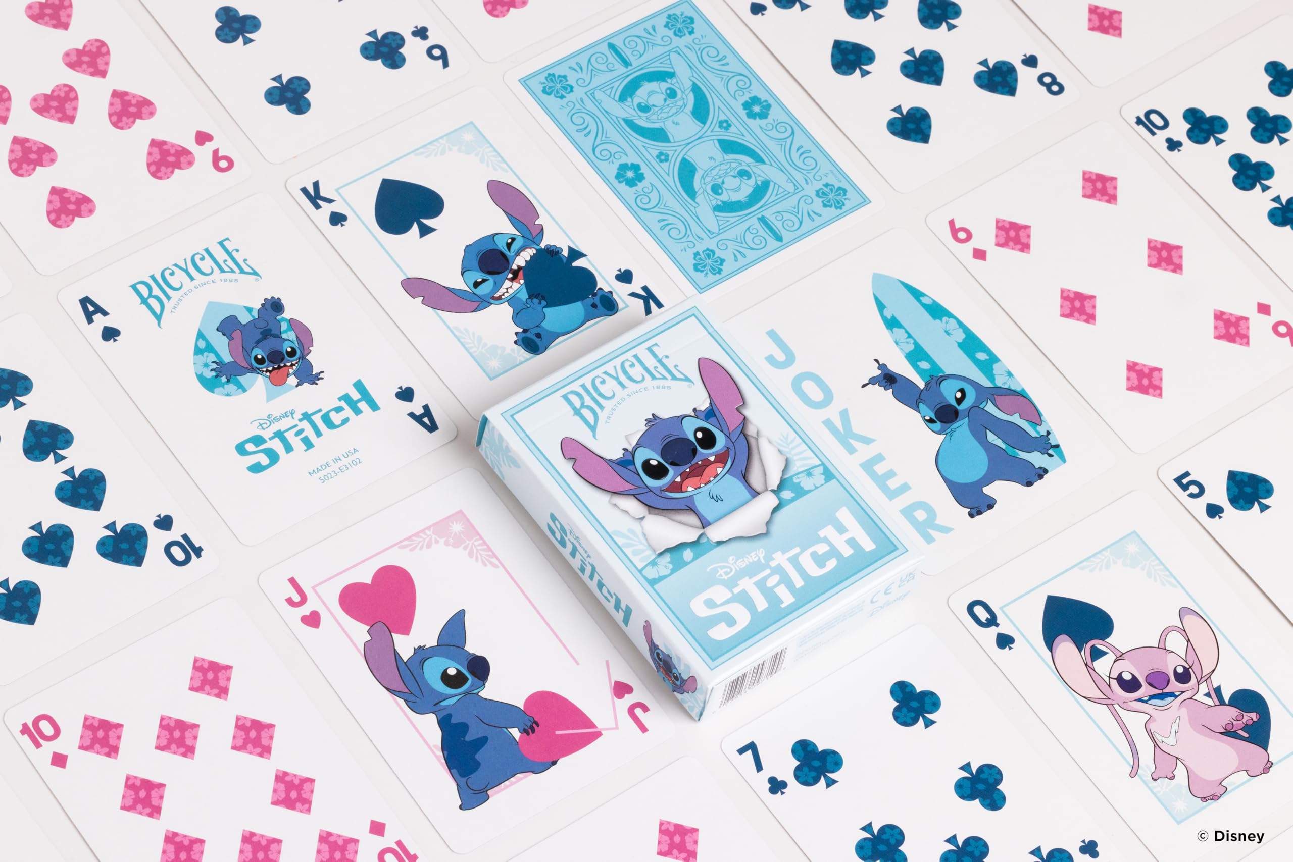 Bicycle Disney Stitch Playing Cards - Air Cushion Finish, Professional Handling | 1 Deck 5