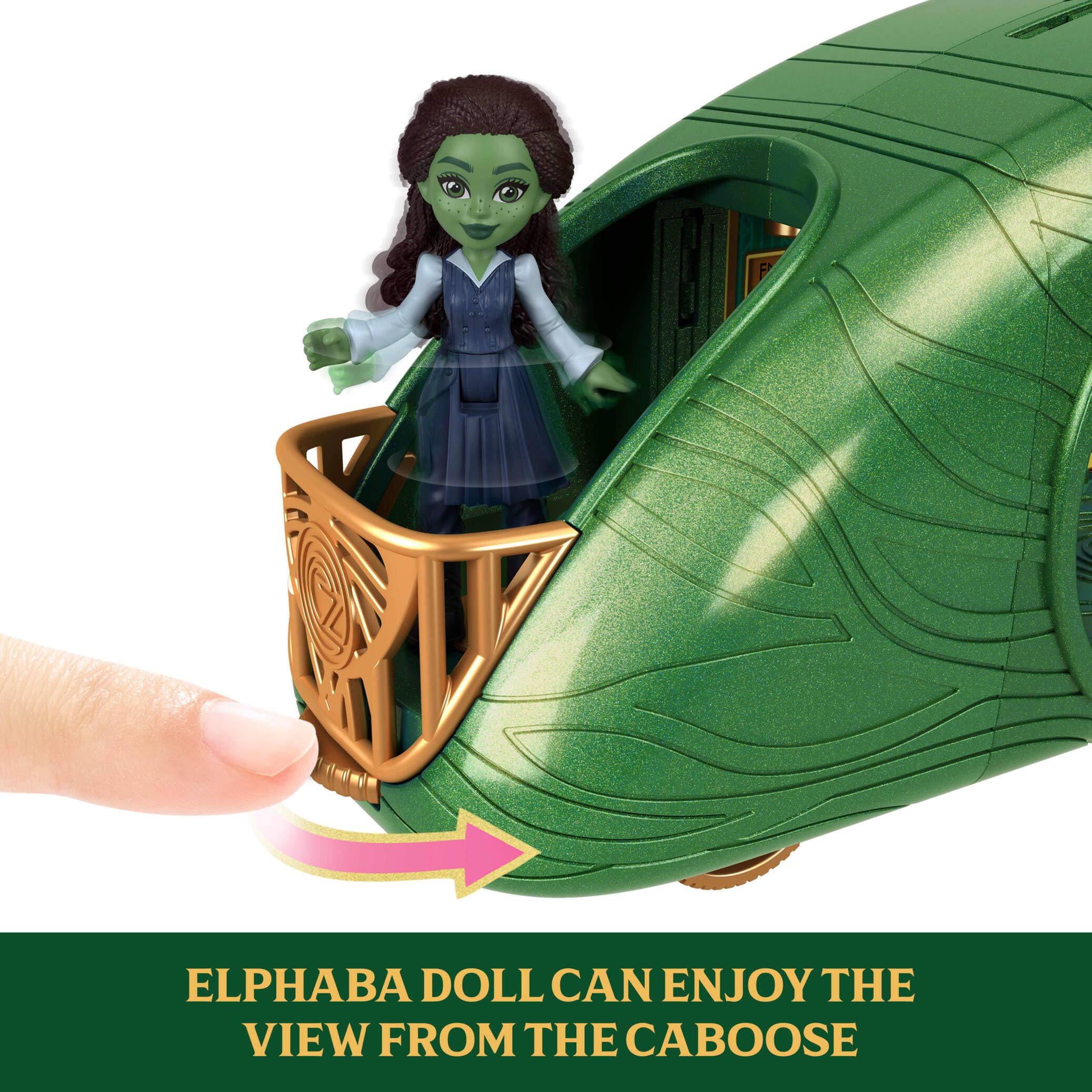 Mattel Wicked Emerald City Train Playset with Elphaba Small Doll | 17 Inches | Ages 4+