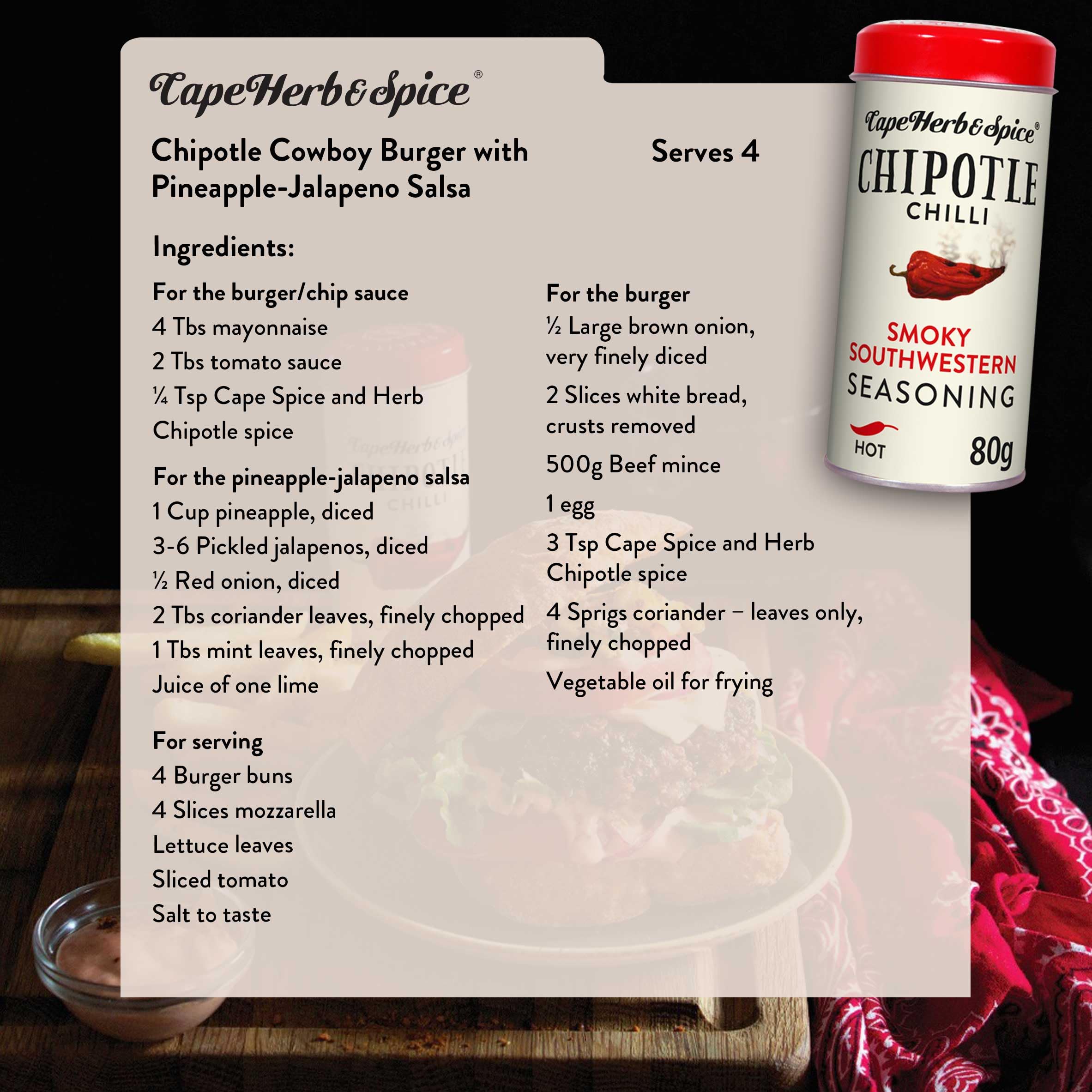 Cape Herb & Spice - Chipotle Chilli Smokey Southwestern Seasoning Condiment 8