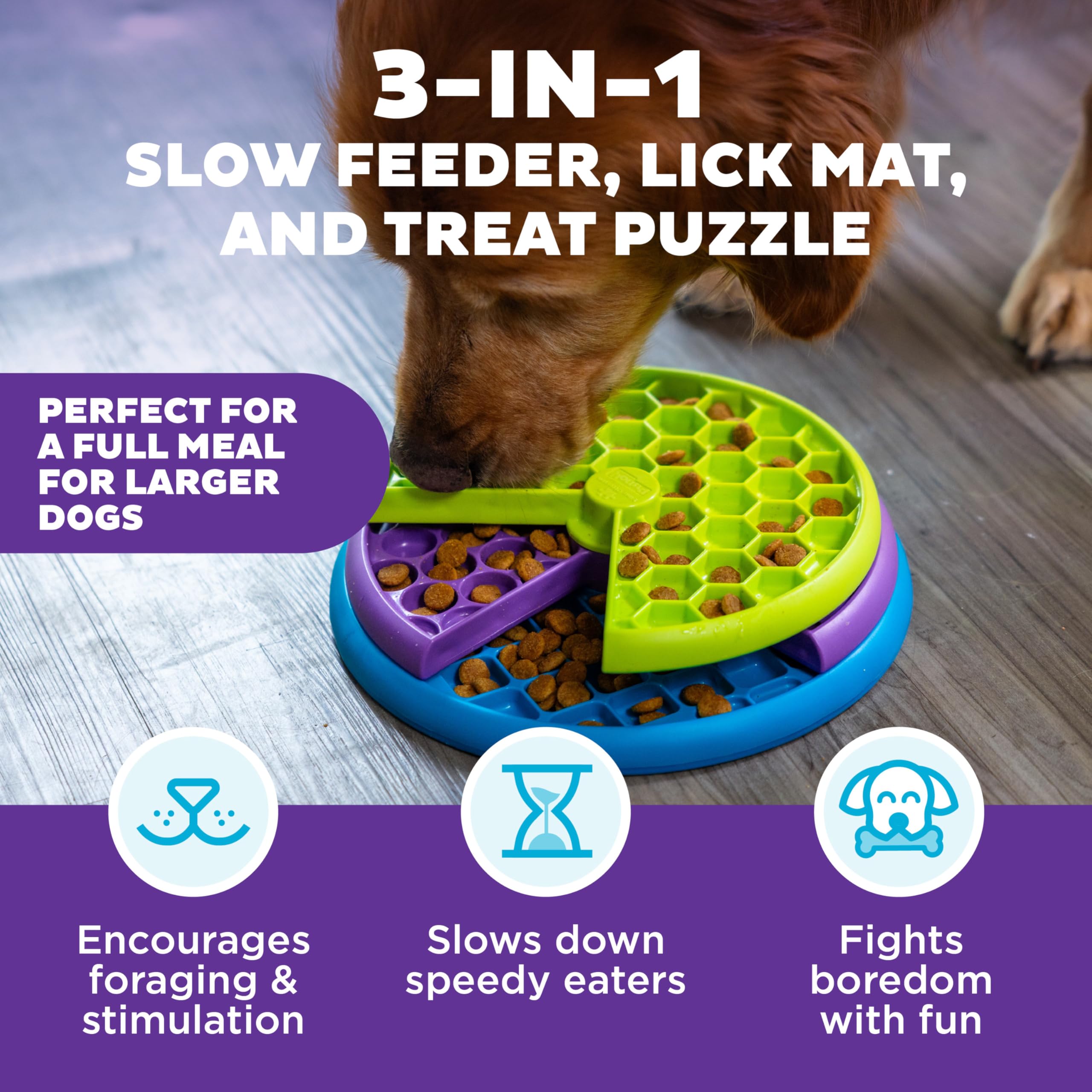 Outward Hound Nina Ottosson Lickin' Layers Interactive Dog Puzzle Game - Level 2 | Medium Size