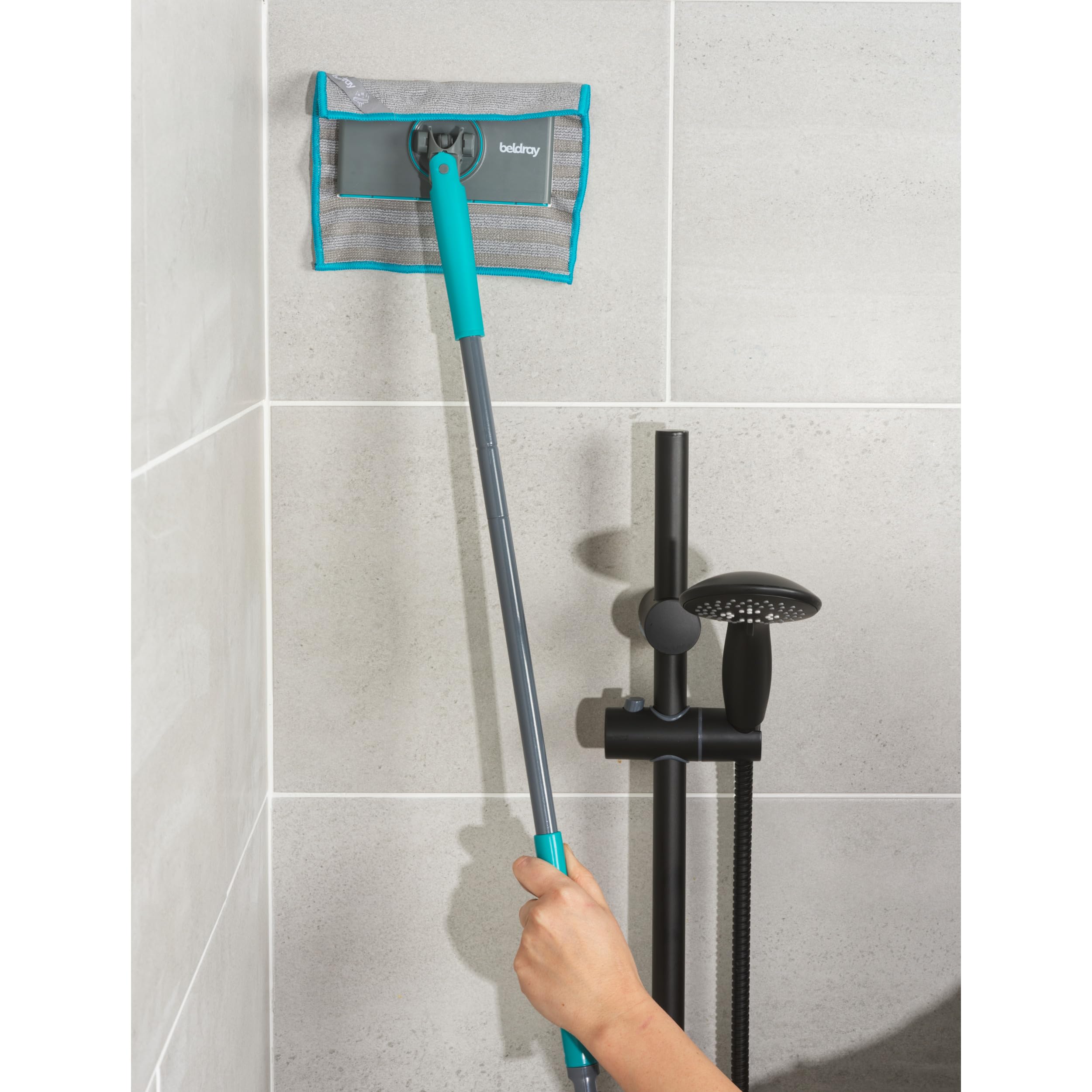 Beldray Anti-Bac Clip-to-Grip Bathroom Mop - Large Mop Head, 360° Handle, Includes 4 Cloths 5
