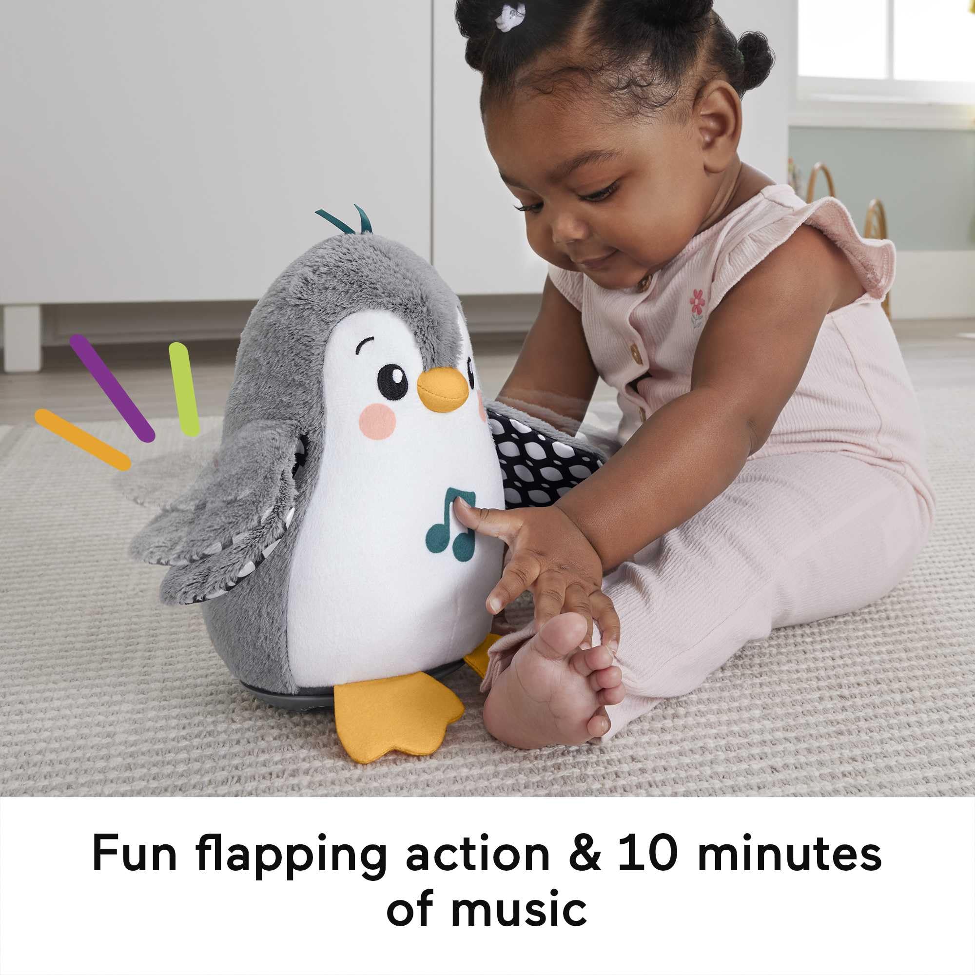 Fisher-Price Flap & Wobble Penguin - Plush Musical Tummy Time Toy for Newborns 0+ Months 7