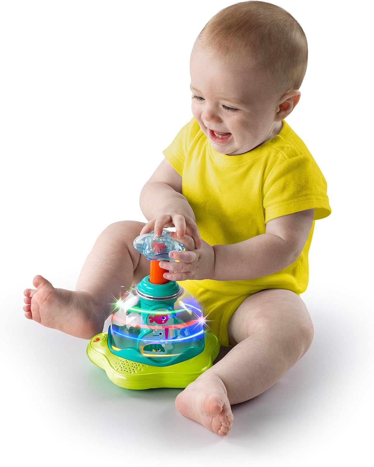 Bright Starts Press &amp; Glow Spinner - Light-Up Musical Activity Toy for 6+ Months 3