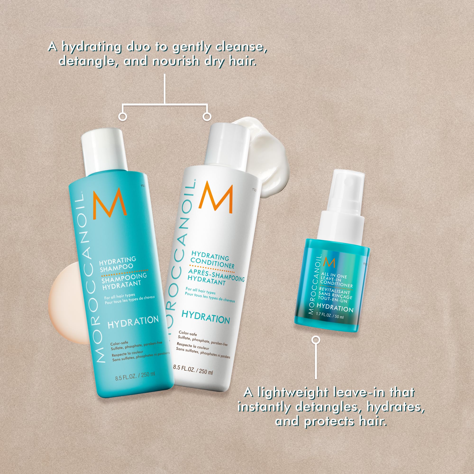 Moroccanoil Hair Hydration Gift Set - Gentle Daily Moisture | Heat Protection | 3 Items