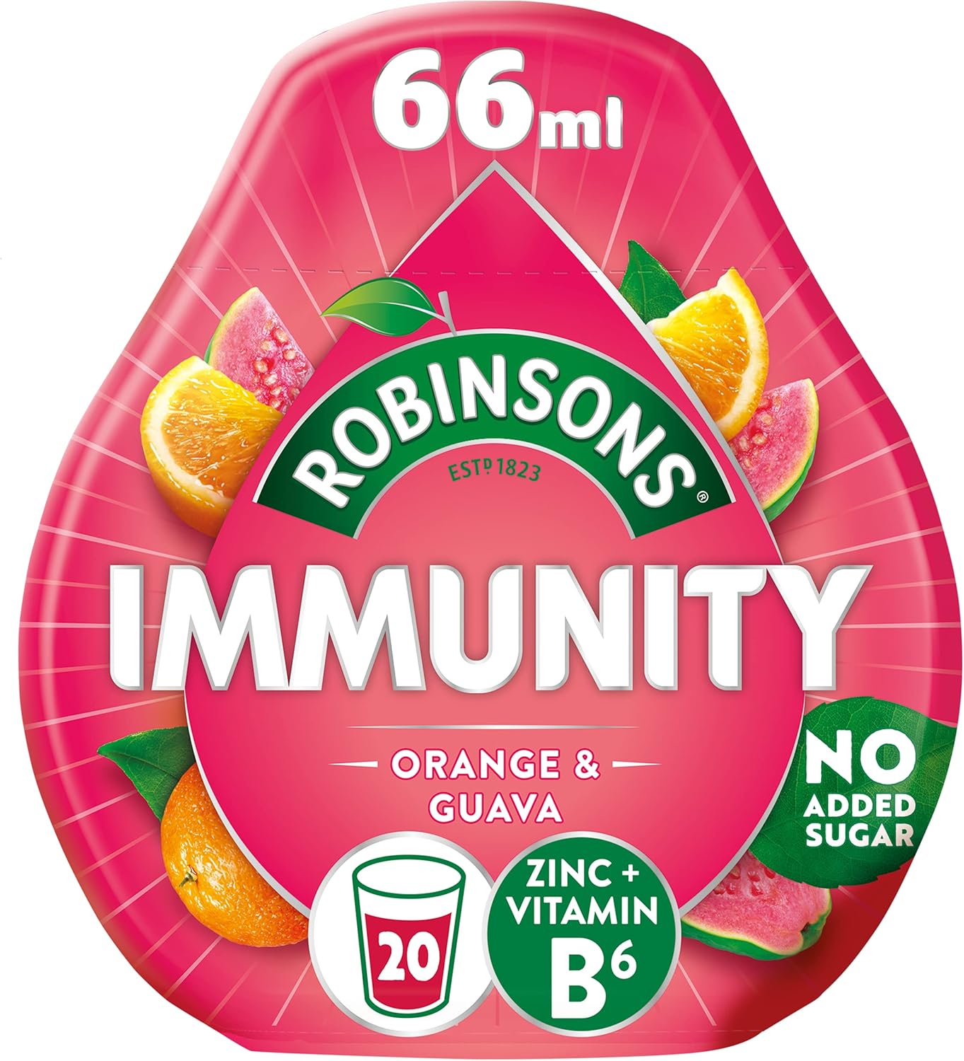 Robinsons Immunity Benefit Drops Orange & Guava Squash with Vitamin B6 and Zinc - 66ml
