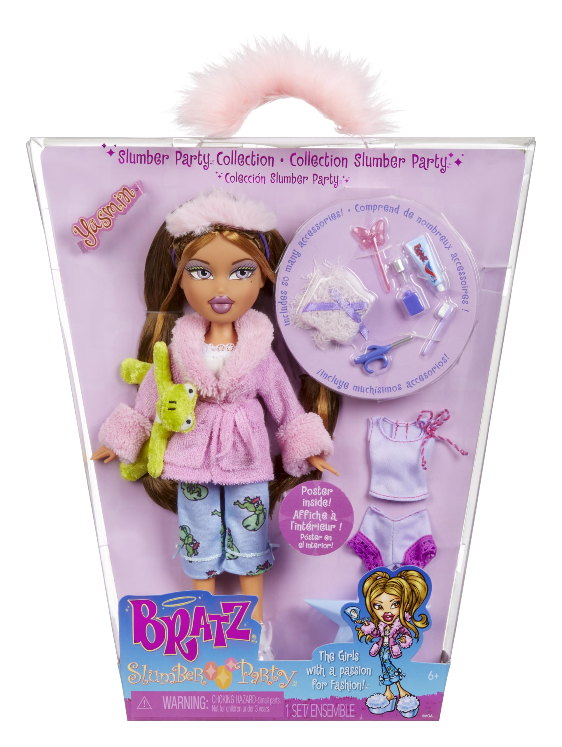 Bratz Slumber Party - Yasmin Fashion Doll with 2 Outfits & Plush - Ages 6-10 8