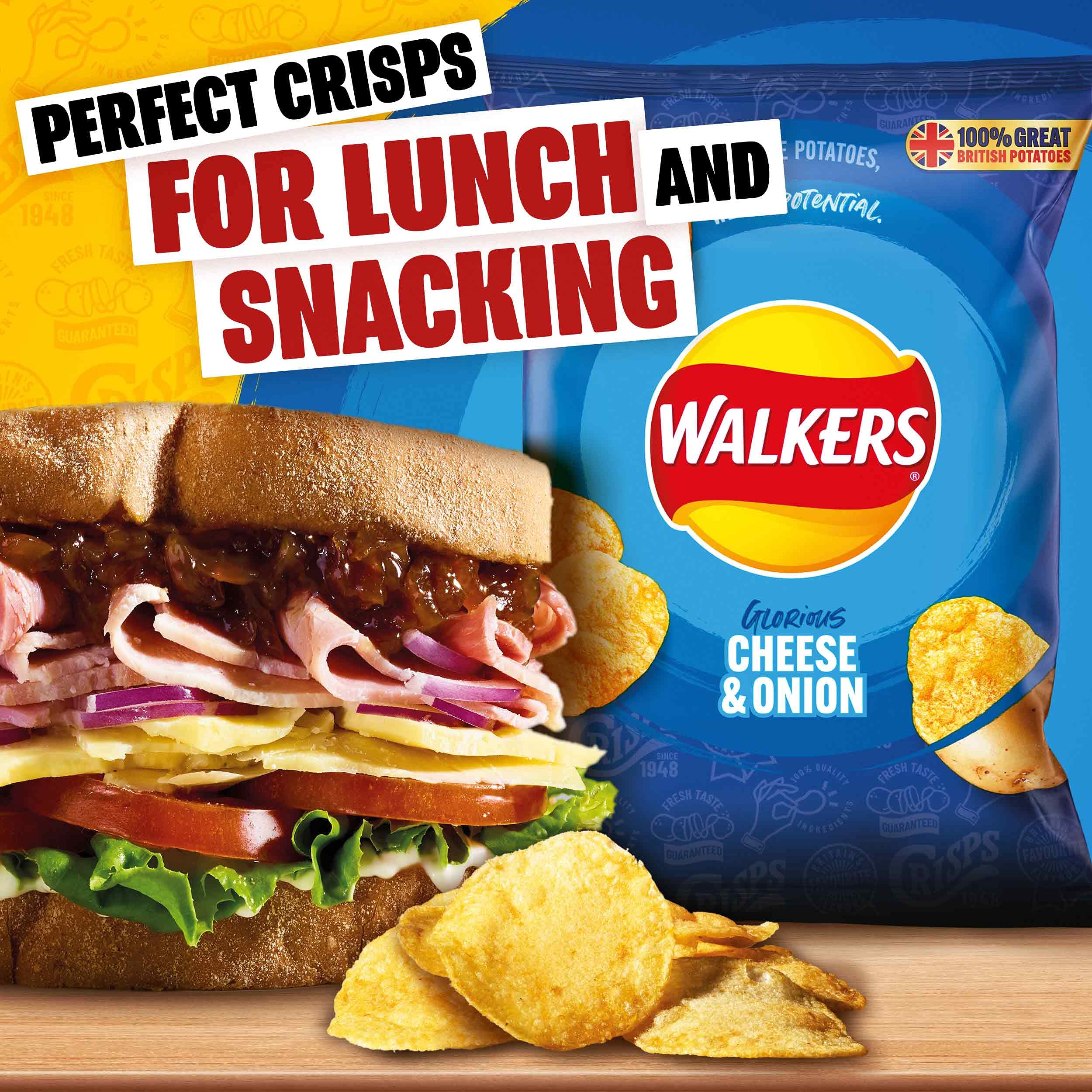 Walkers Cheese and Onion Vegetarian Multipack Crisps, 6x25g