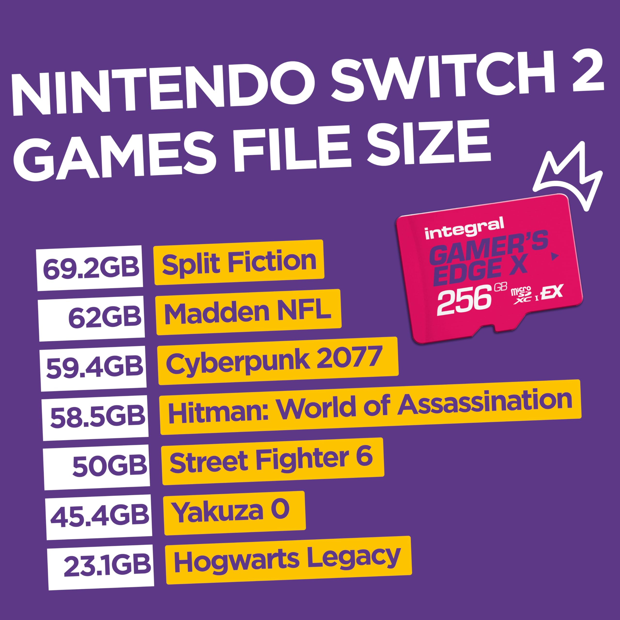 Integral 256GB Gamer's Edge X Micro SD Express Card for Nintendo Switch 2, 890MB/s Read, 750MB/s Write, A2, NVMe PCIe 7