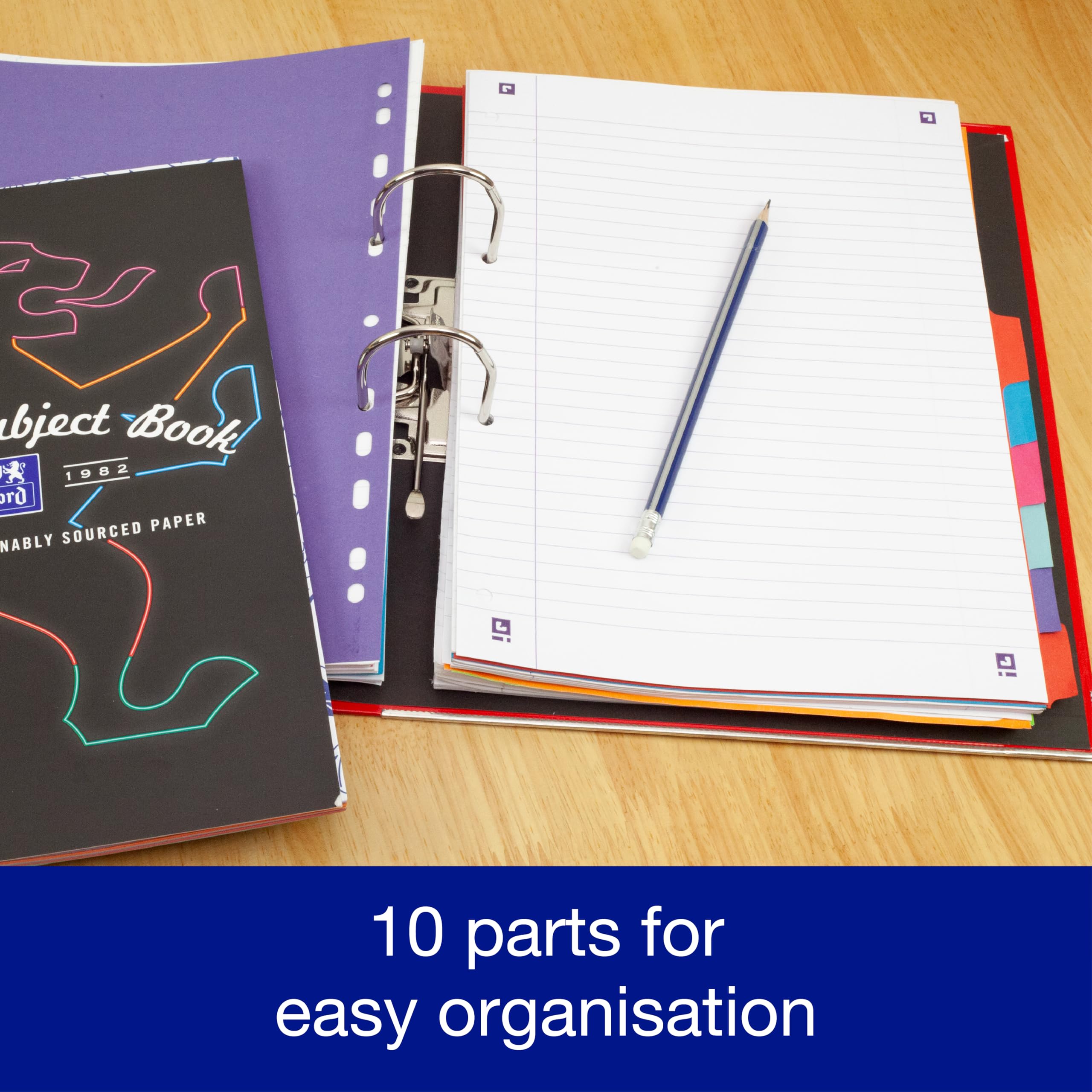 Oxford Campus A4 10 Part Multi-Coloured Card Index Dividers for Ring Binders 7