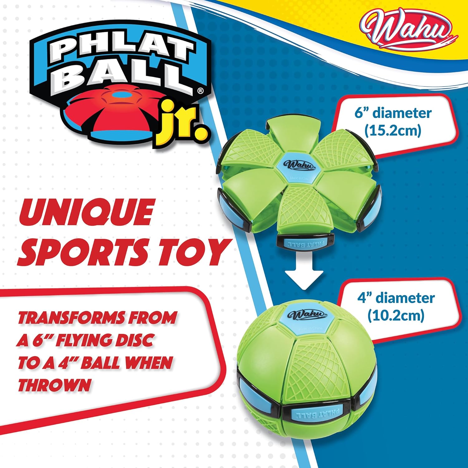 Wahu Phlat Ball Junior - Transforming Disc to Ball Toy for Kids 5+ 6
