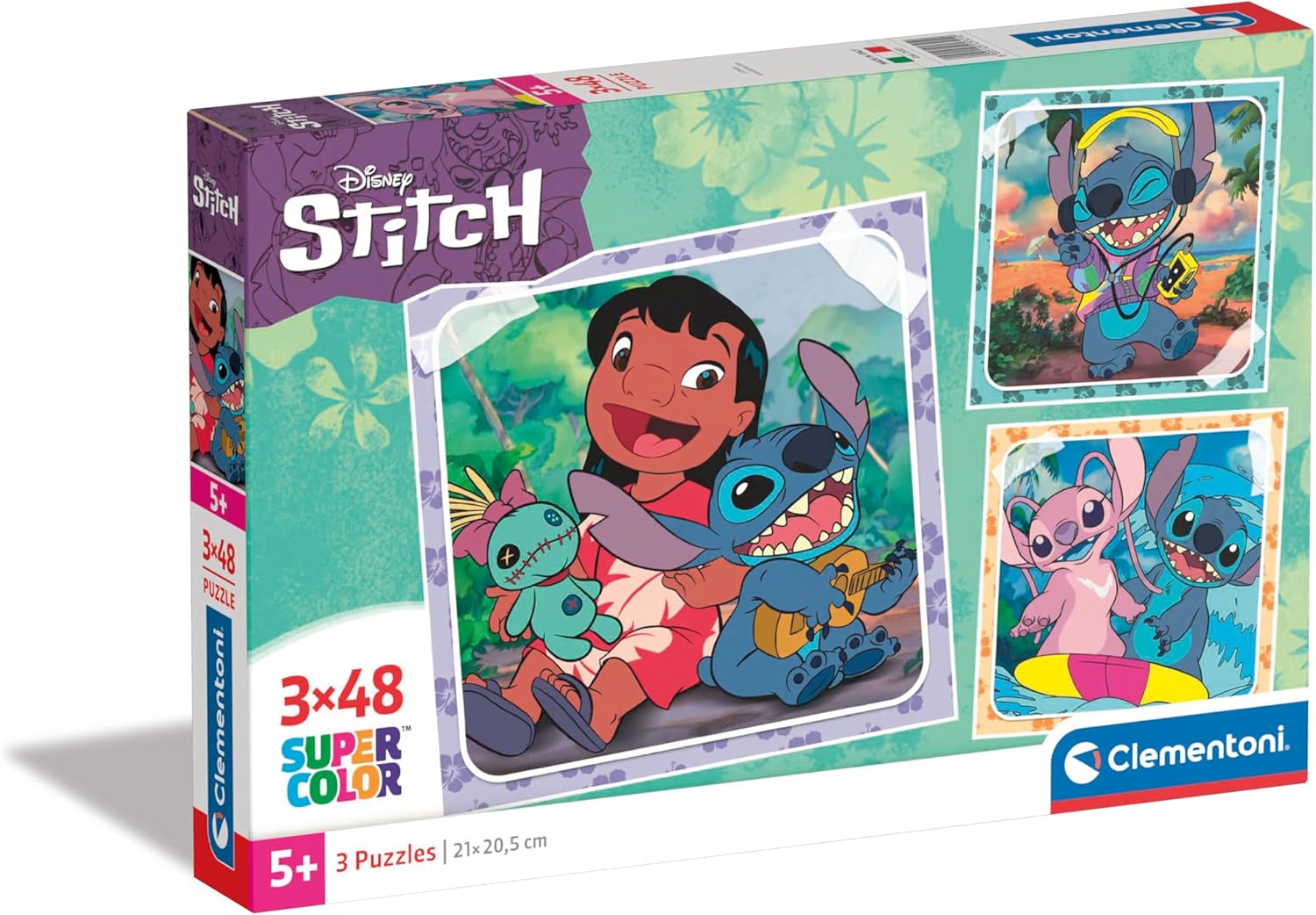 Clementoni Disney Lilo & Stitch 3x48-Piece Jigsaw Puzzle Set - Educational Kids Puzzle for Ages 5-7