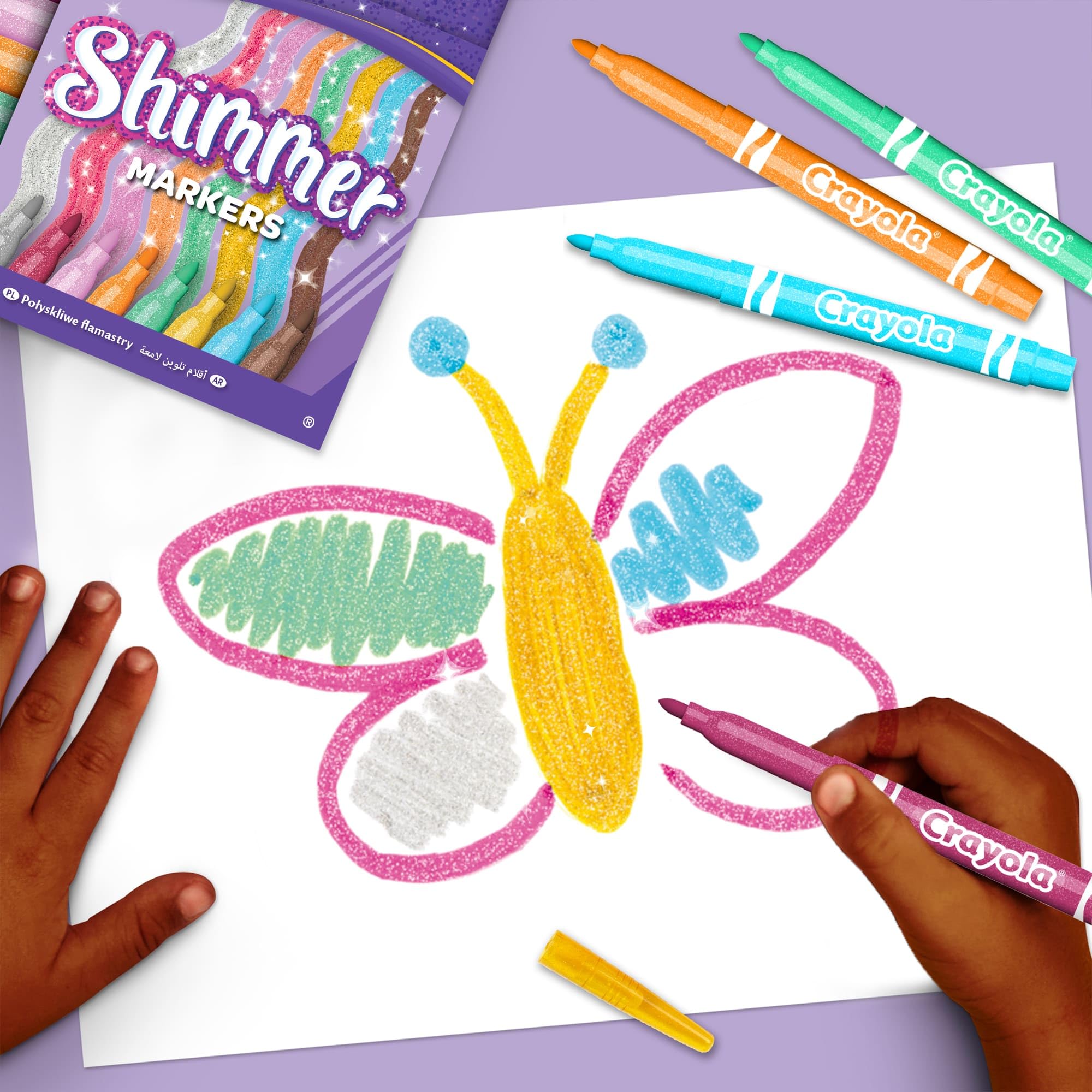 CRAYOLA - Shimmer Markers (Pack of 8) | Washable, Non-Toxic, Arts & Crafts Coloring Pens 4
