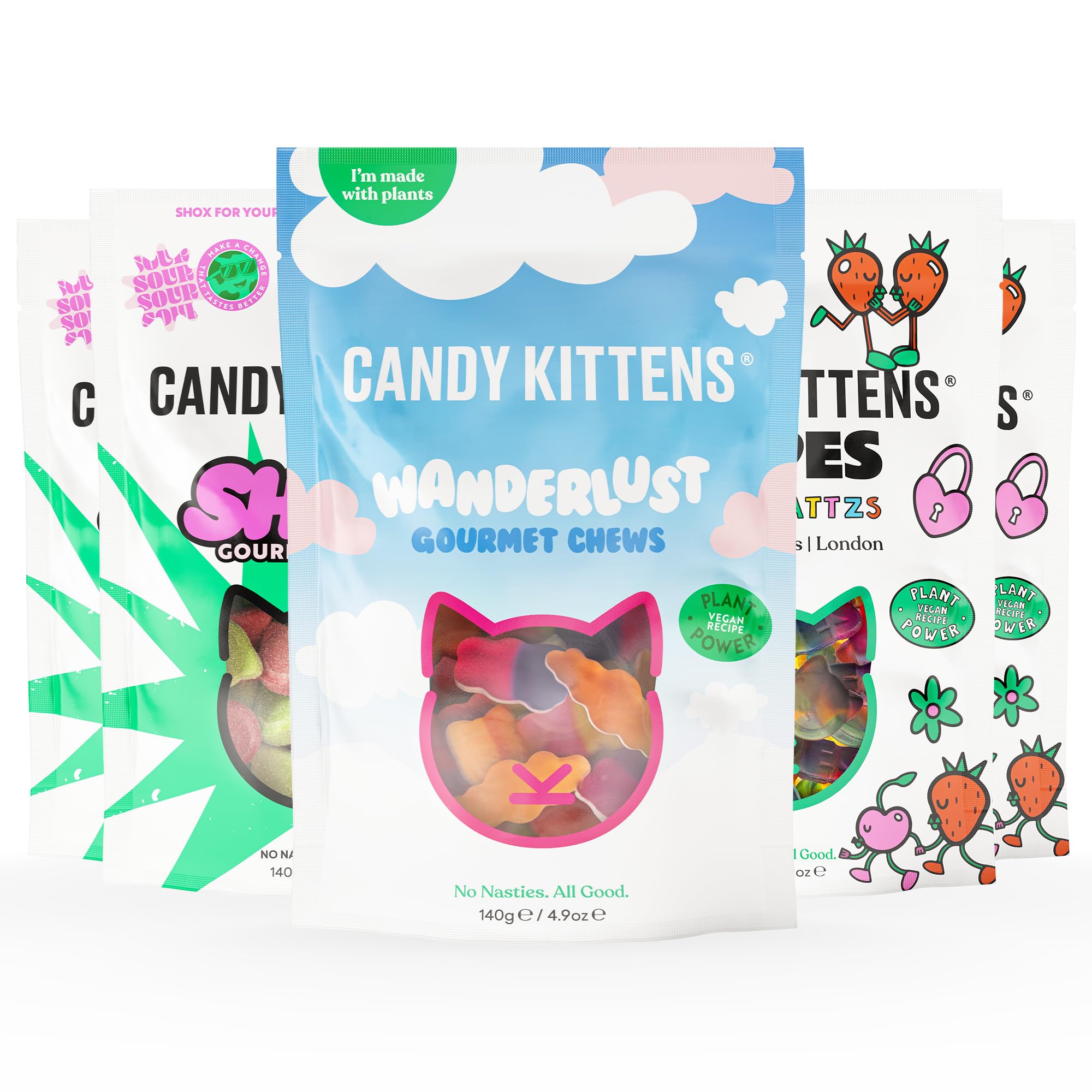 CANDY KITTENS Vegan Sweets FAN’S FAVOURITE Selection - 5 x 140g Bundle | 3 Flavours