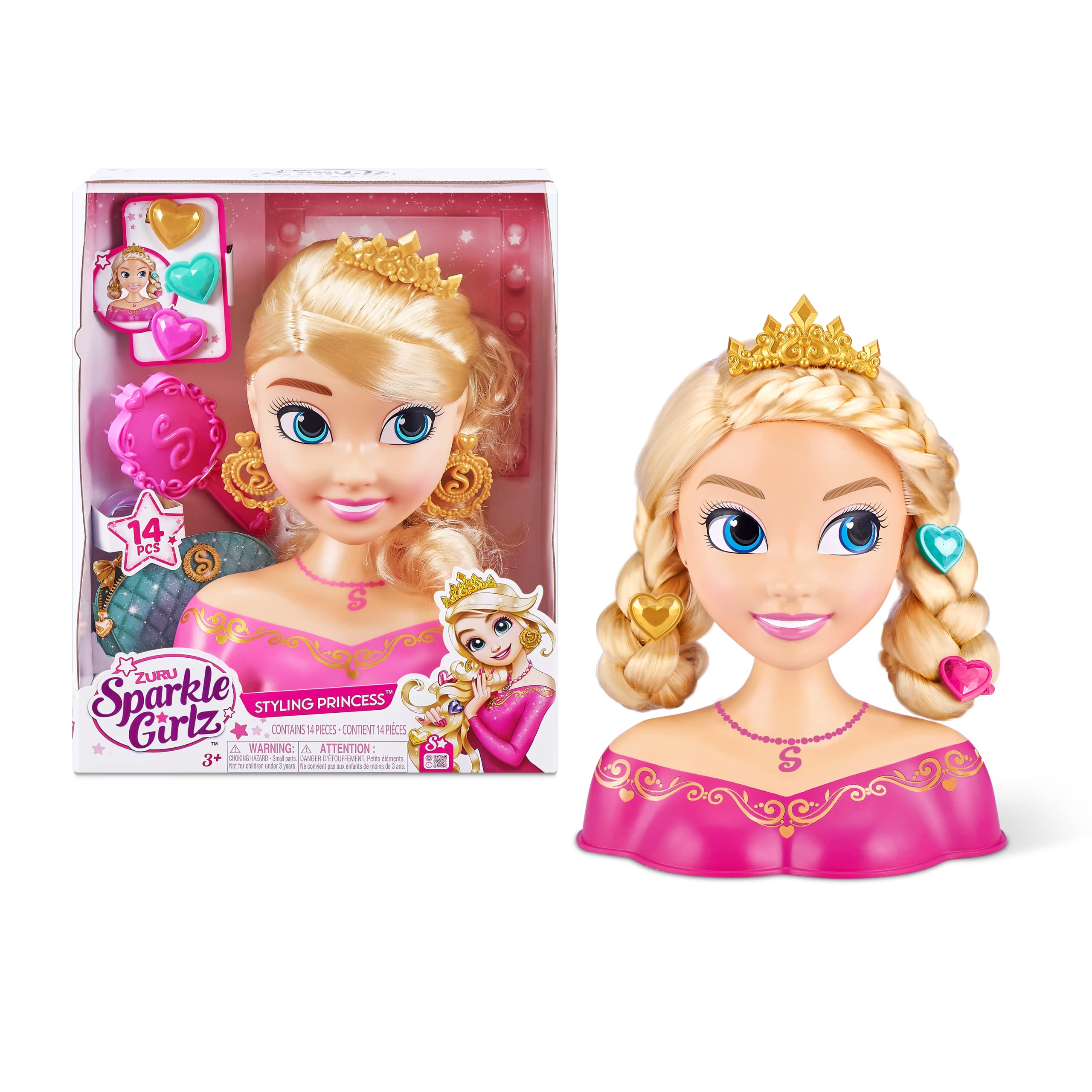 ZURU Sparkle Girlz Princess Hair Styling Head with Accessories 6
