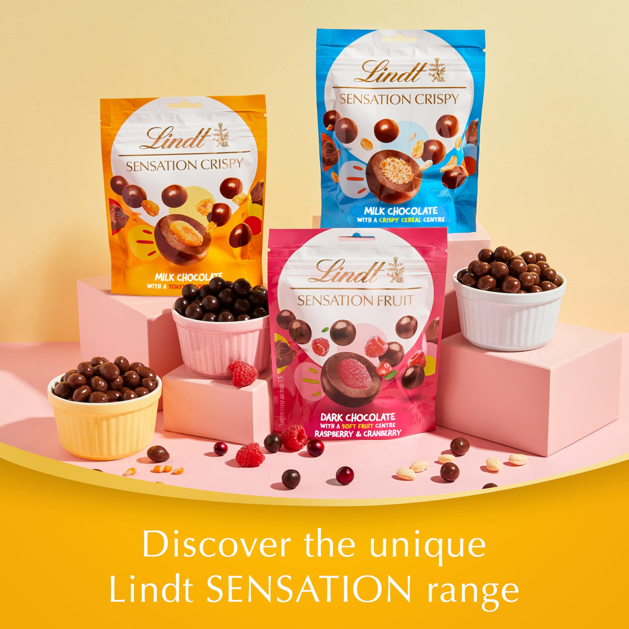 Lindt Crispy Corn Sensations - Milk Chocolate with Toasted Corn 140g Pouch 3