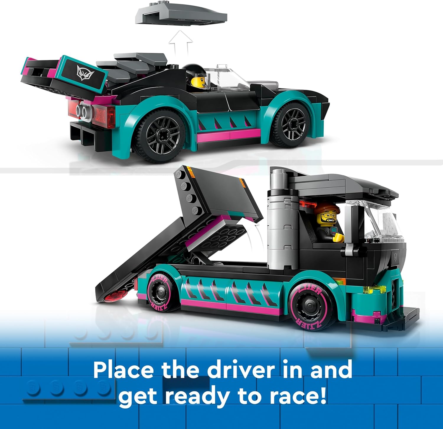 LEGO City Race Car and Car Carrier Truck Toy - Building Set for Ages 6+ 7