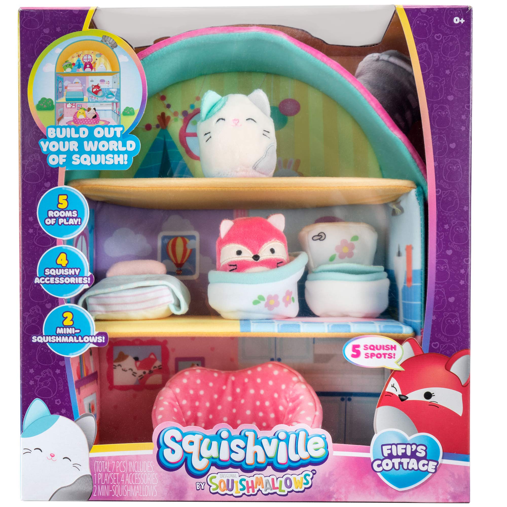 Squishville Fifi's Cottage Townhouse Playset with Cam & Fifi Mini Squishmallows - 2" Plush Toy Set 8