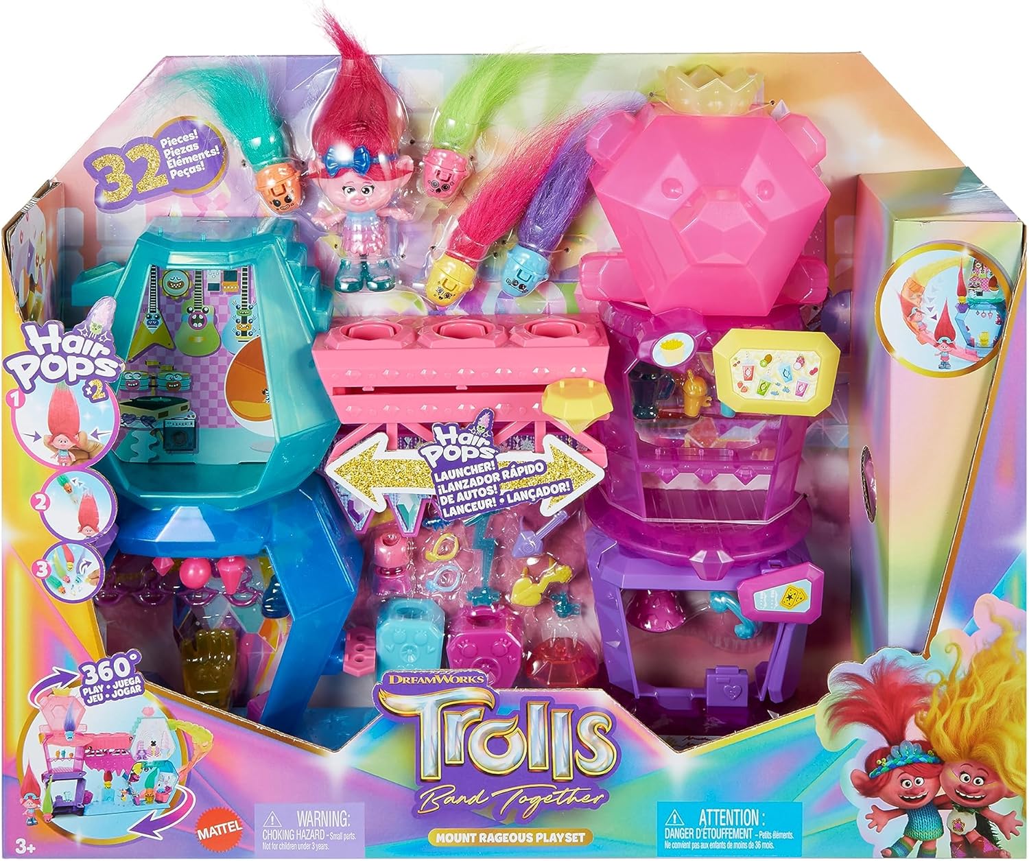 DreamWorks Trolls Band Together Mount Rageous Playset with Queen Poppy Doll - Interactive 2-Story Adventure Set 6