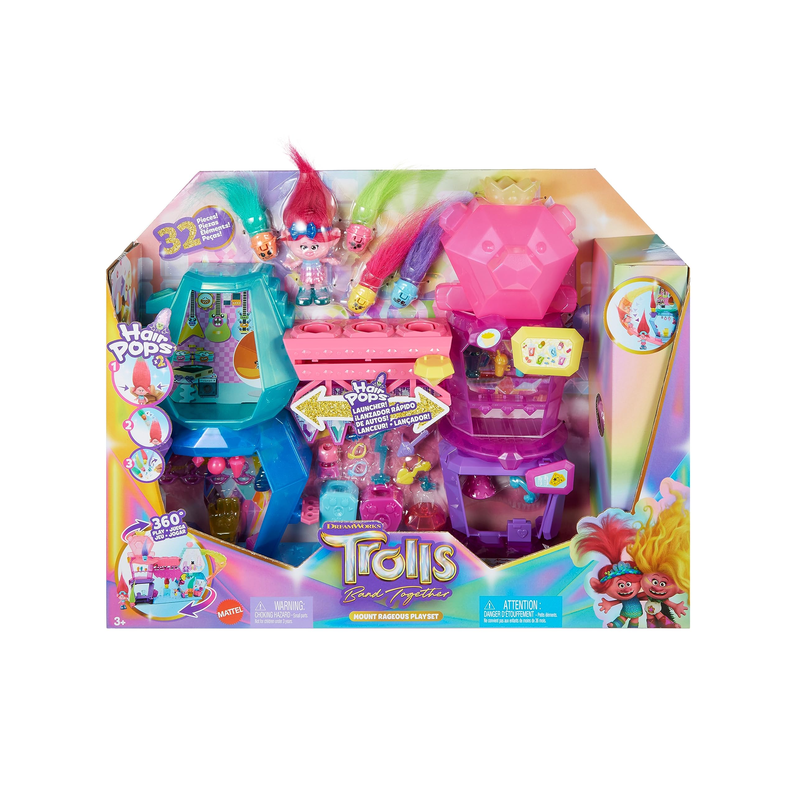DreamWorks Trolls Band Together Mount Rageous Playset with Queen Poppy Doll - Interactive 2-Story Adventure Set 7