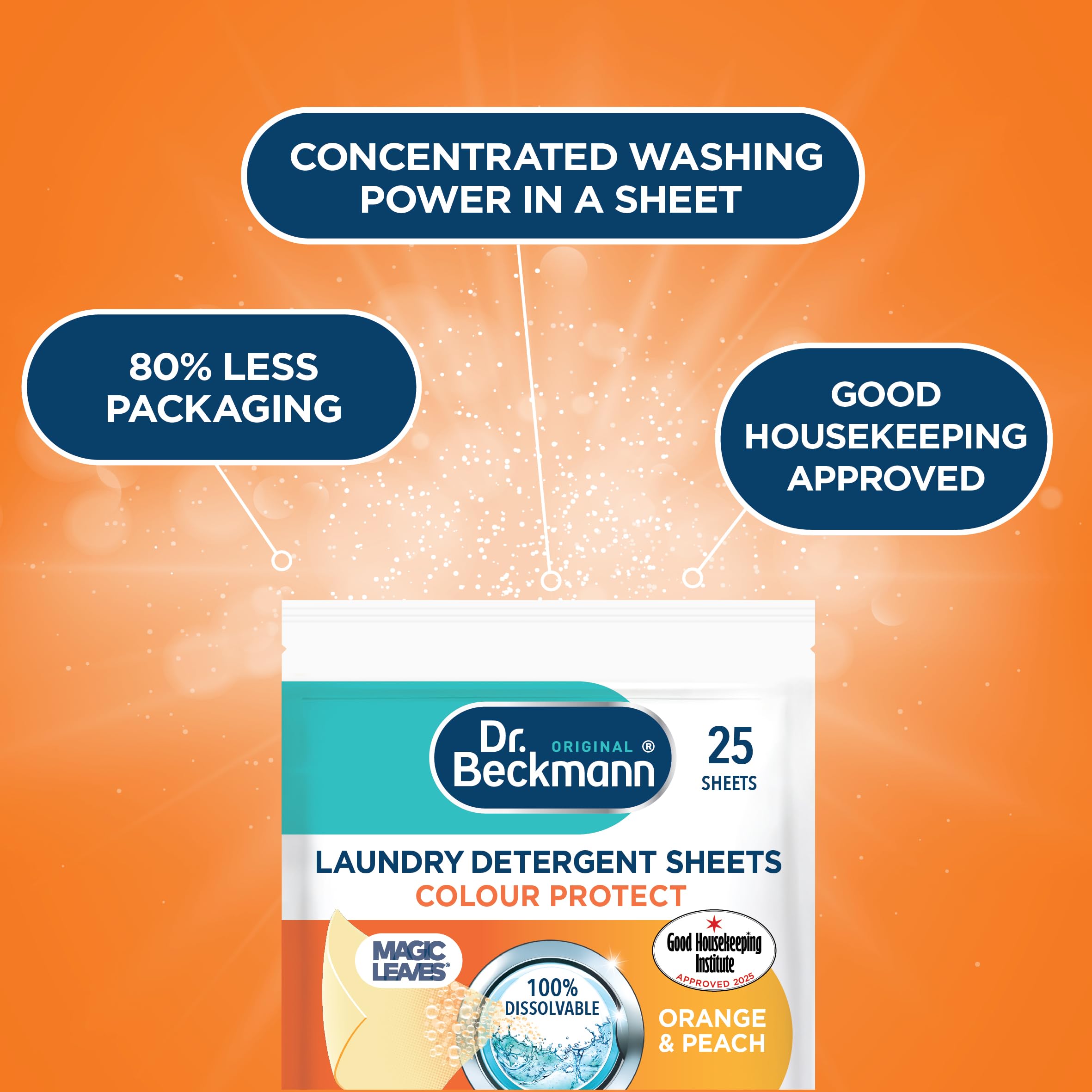 Dr. Beckmann Laundry Detergent Sheets - Colour Protect, Orange & Peach Fragrance, 115g (30 Sheets) 5