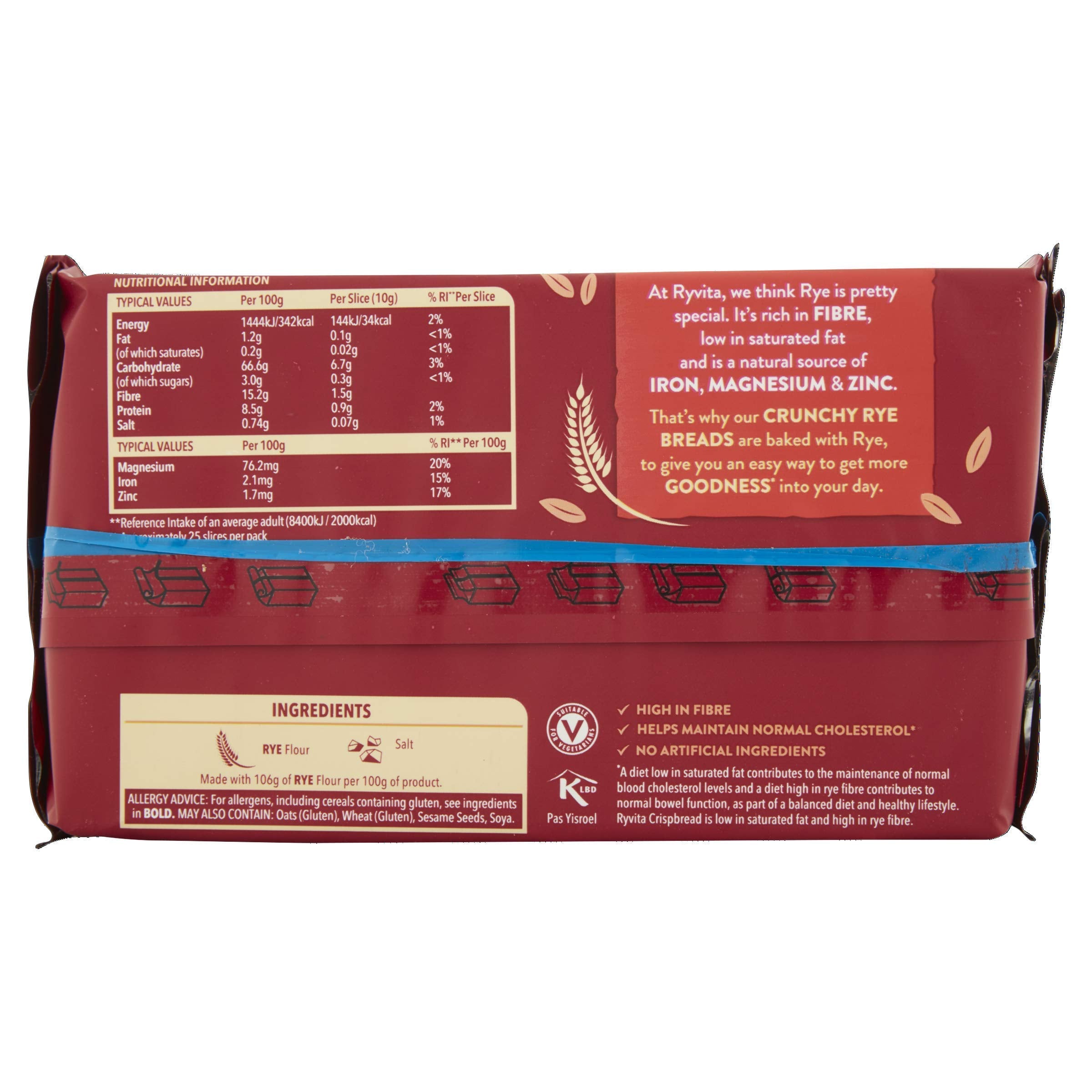 Ryvita Dark Rye Crispbread - Rich in Fibre, Low in Saturated Fat 3