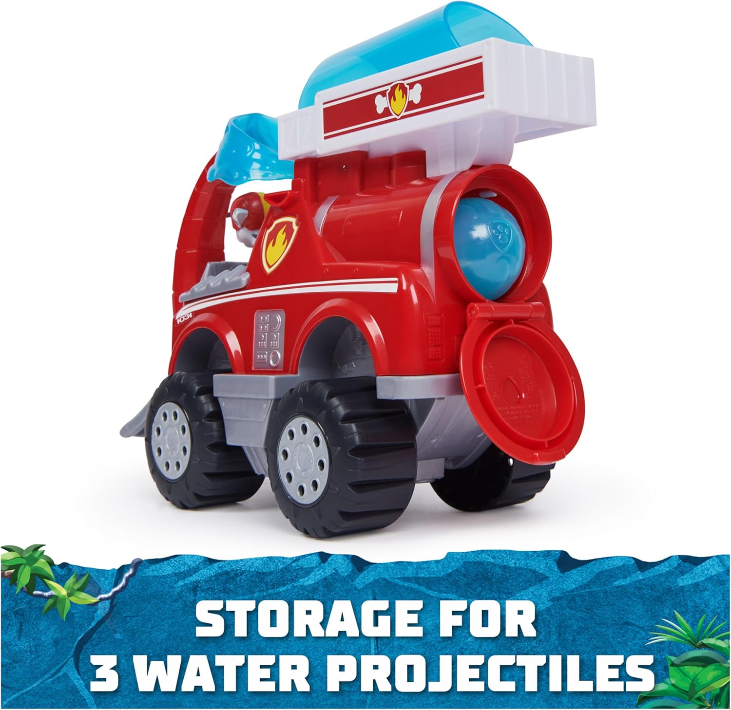 Paw Patrol Jungle Pups Marshall’s Deluxe Elephant Vehicle with Projectile Launcher - Action Playset for Kids 8