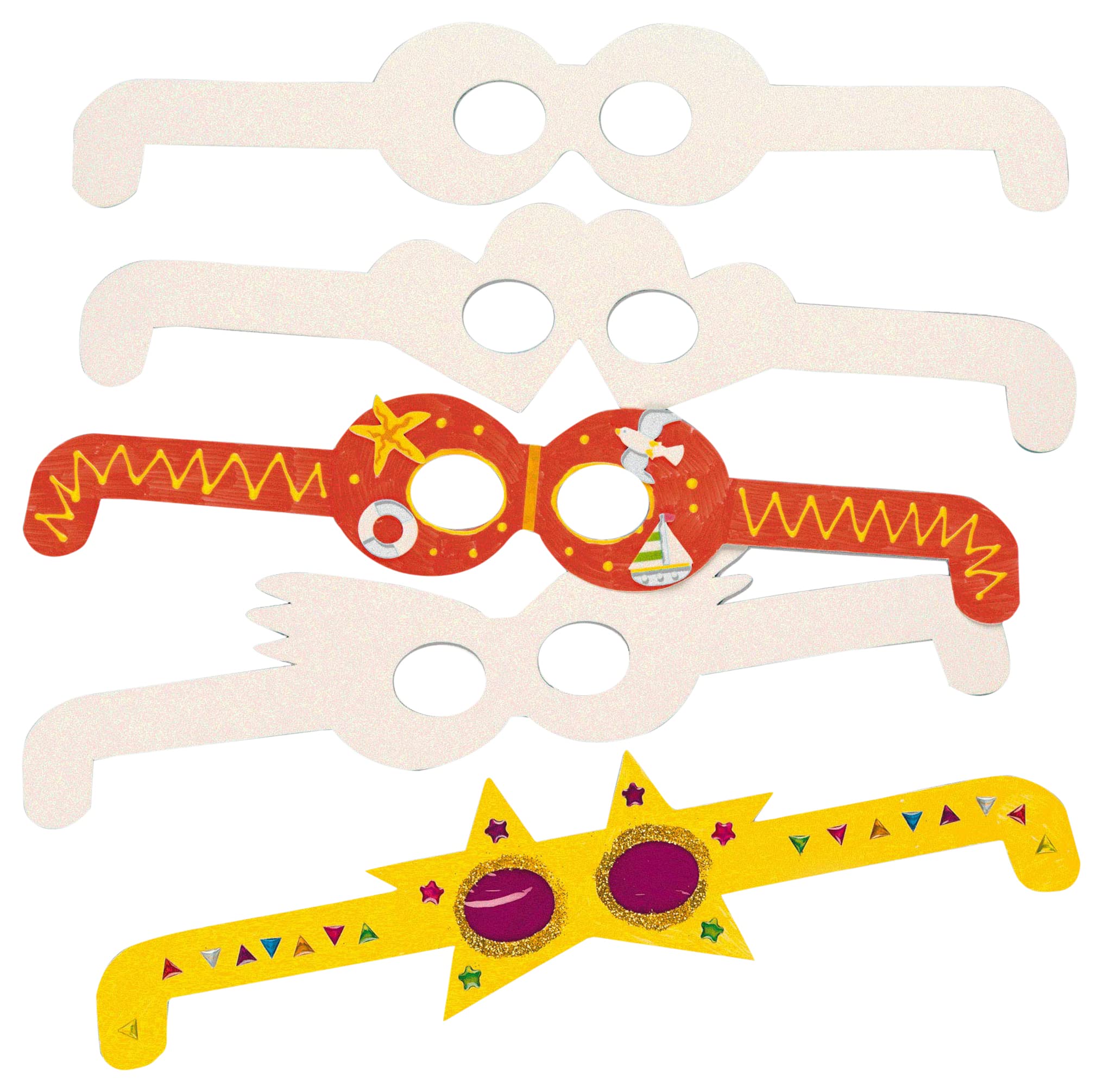 Baker Ross ET608 Design Your Own Glasses Craft Kit - 12 Cardboard Frames | White | 35cm