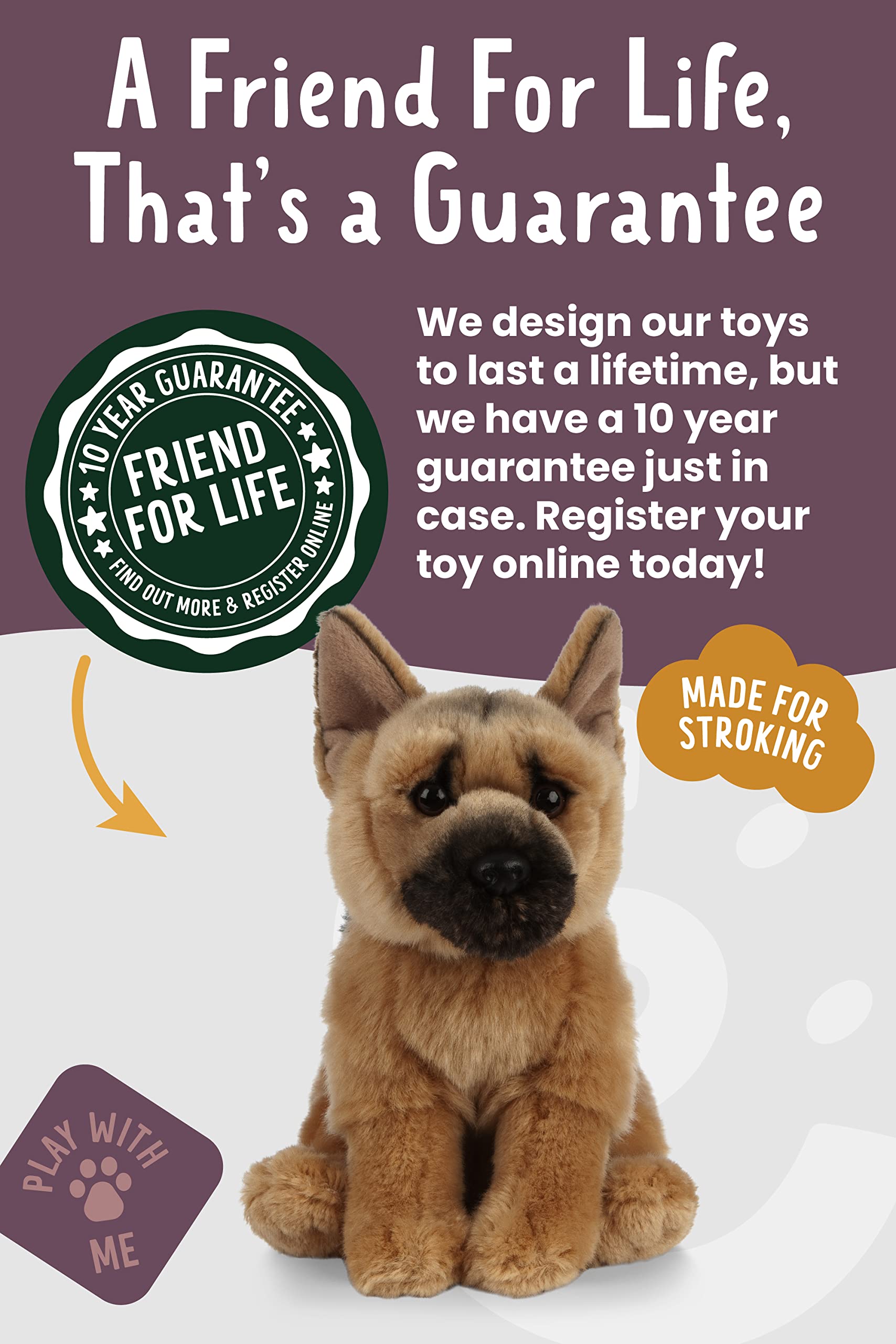 Living Nature German Shepherd Plush Toy - 20cm Realistic Soft Dog 11