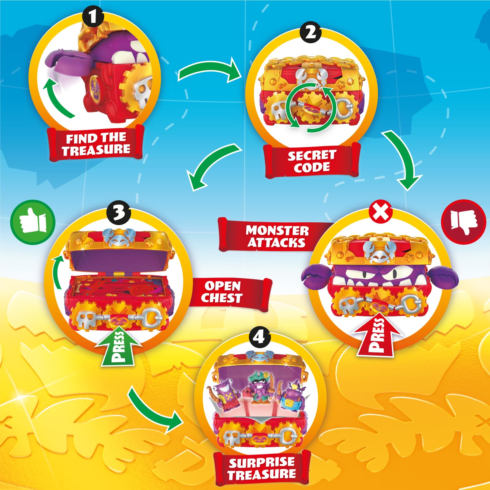 PIRATIX ADVENTURE WORLD Monster Treasure Playset | Includes 3 Figures | Ages 3+ 7