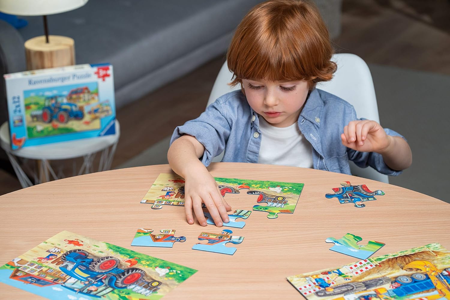 Ravensburger Construction Site and Farm 2x12-Piece Jigsaw Puzzle Set - Educational Kids Puzzles for Ages 4+ 6