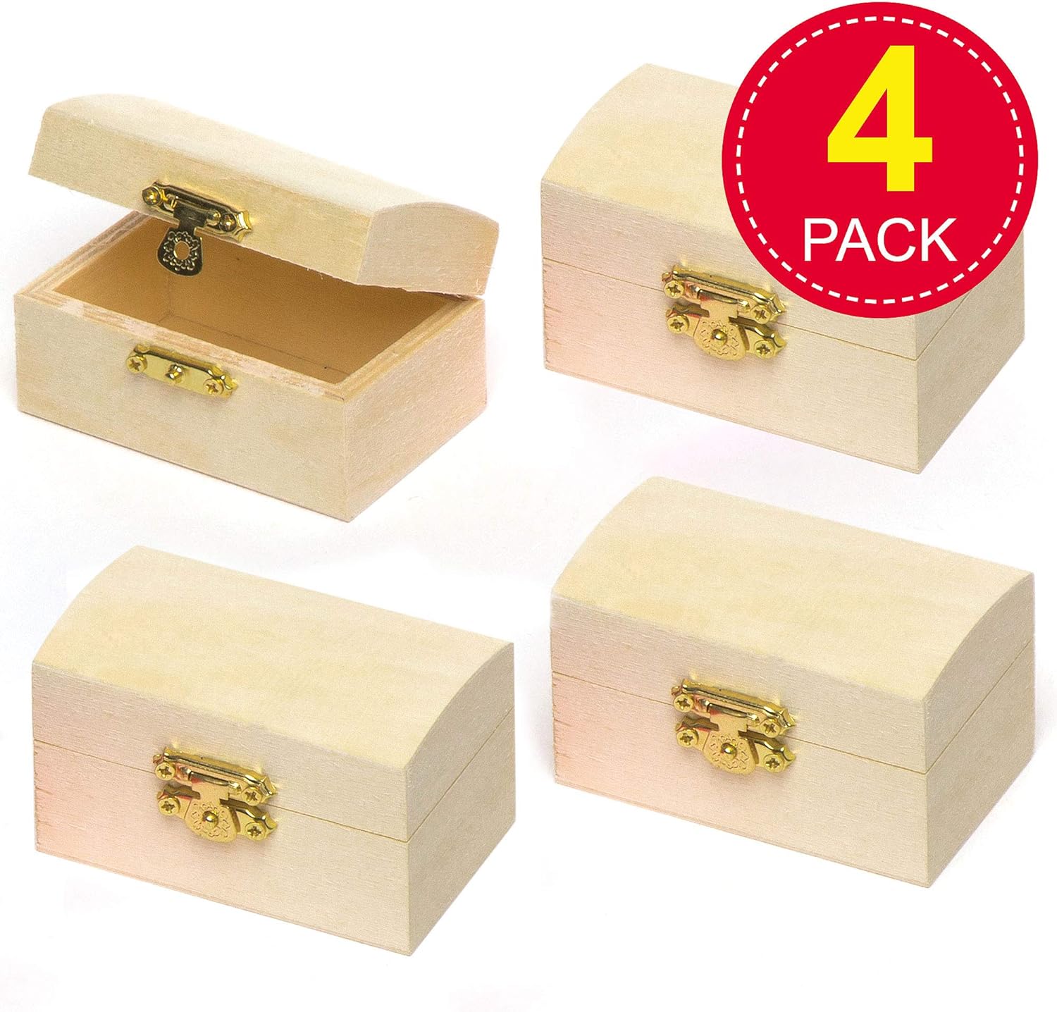 Baker Ross Mini Wooden Treasure Chests - DIY Craft Kit for Kids (Pack of 4) 8