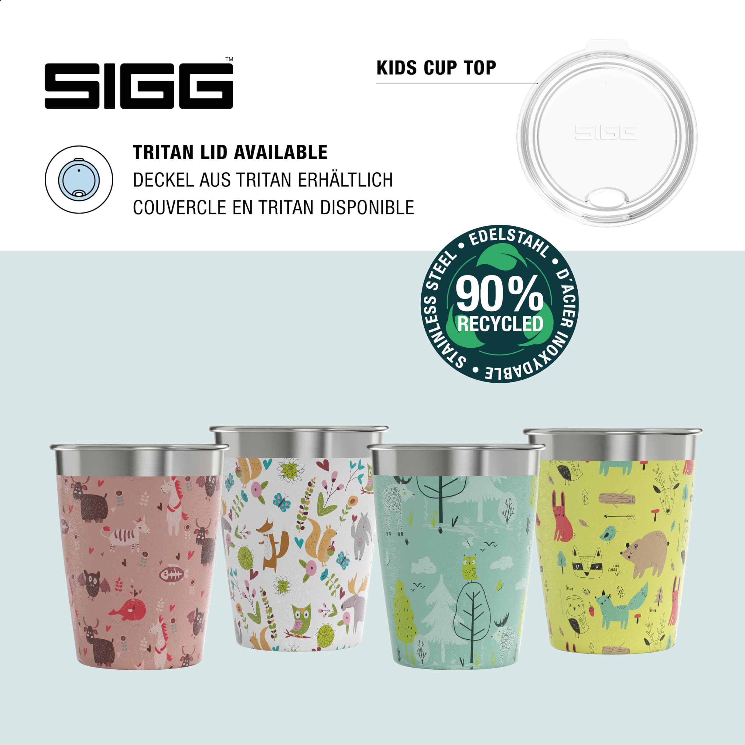 Sigg Kids Stainless Steel Cup Set - 4-Pack with Colorful Designs for Home & On-the-Go 8
