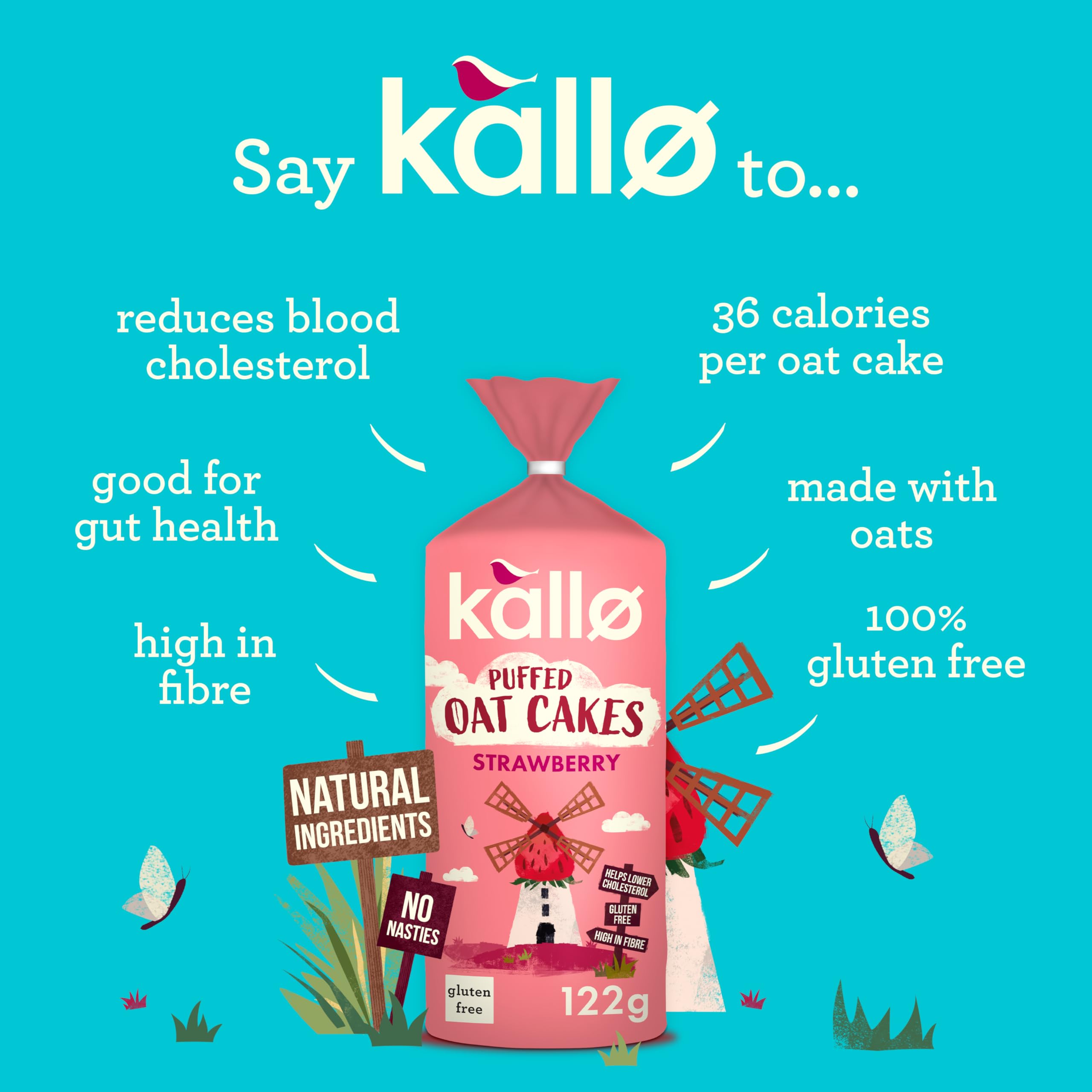 Kallo Strawberry Puffed Oat Cakes - Gluten-Free, High in Fibre, Cholesterol-Lowering 7