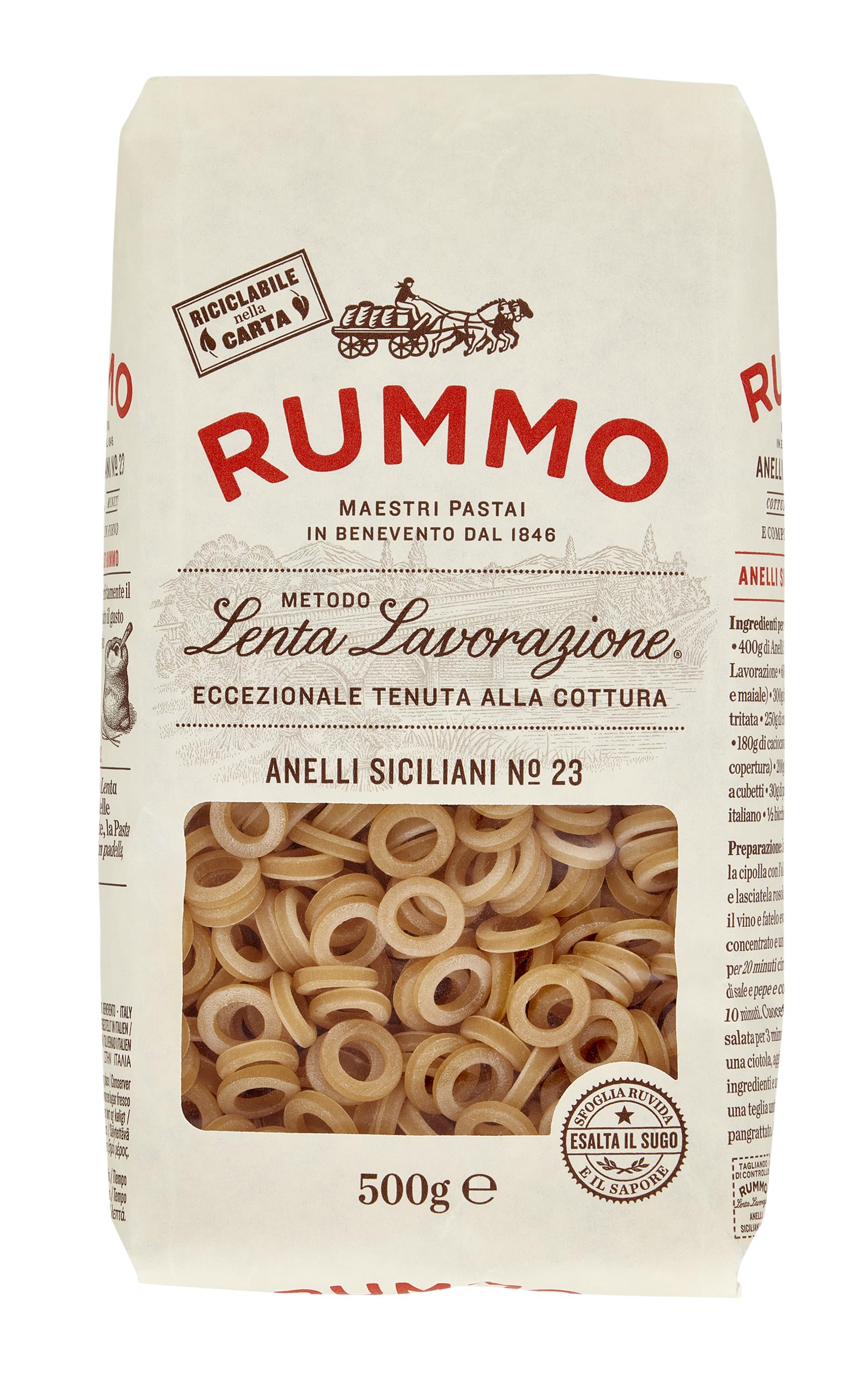Rummo Anelli Siciliani No. 23 – Artisan-Made Sicilian Pasta Hoops, 500g