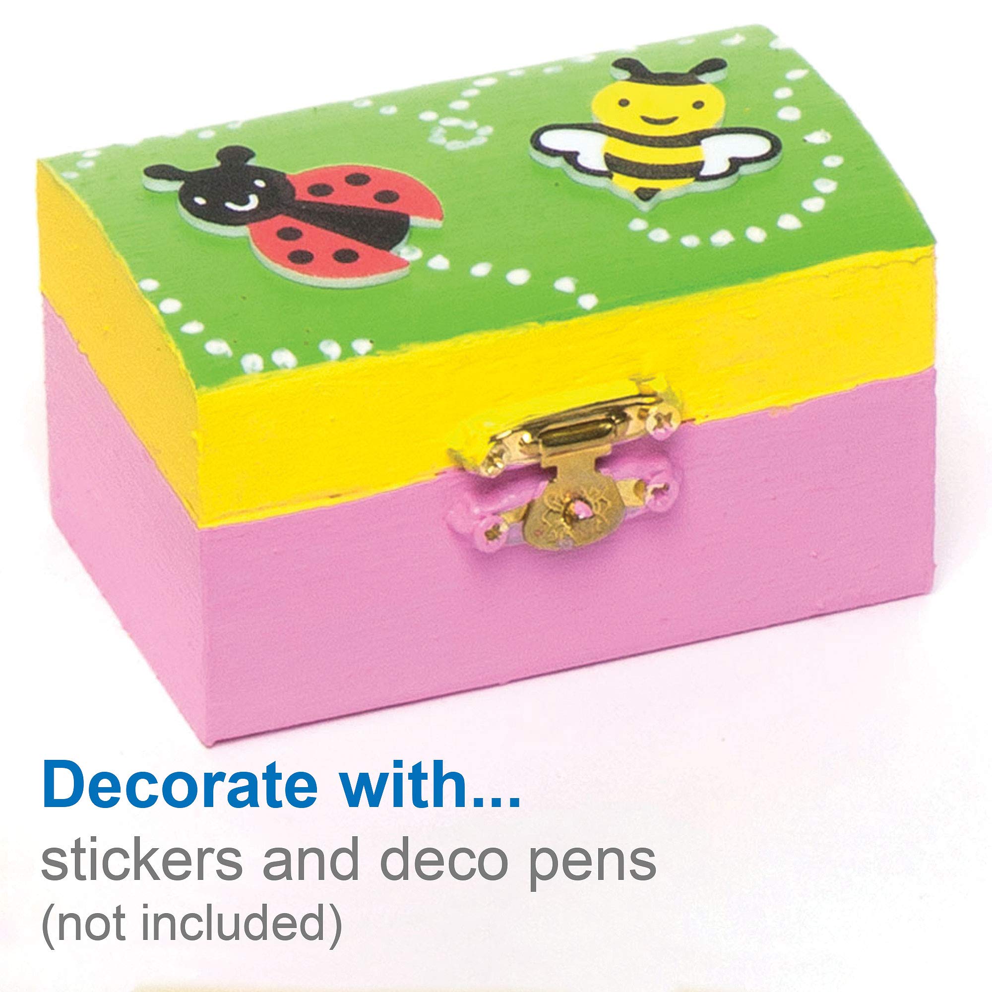 Baker Ross ET127 Mini Wooden Jewellery Box Treasure Chests - Pack of 4, 8cm x 5cm | Craft Kit 6