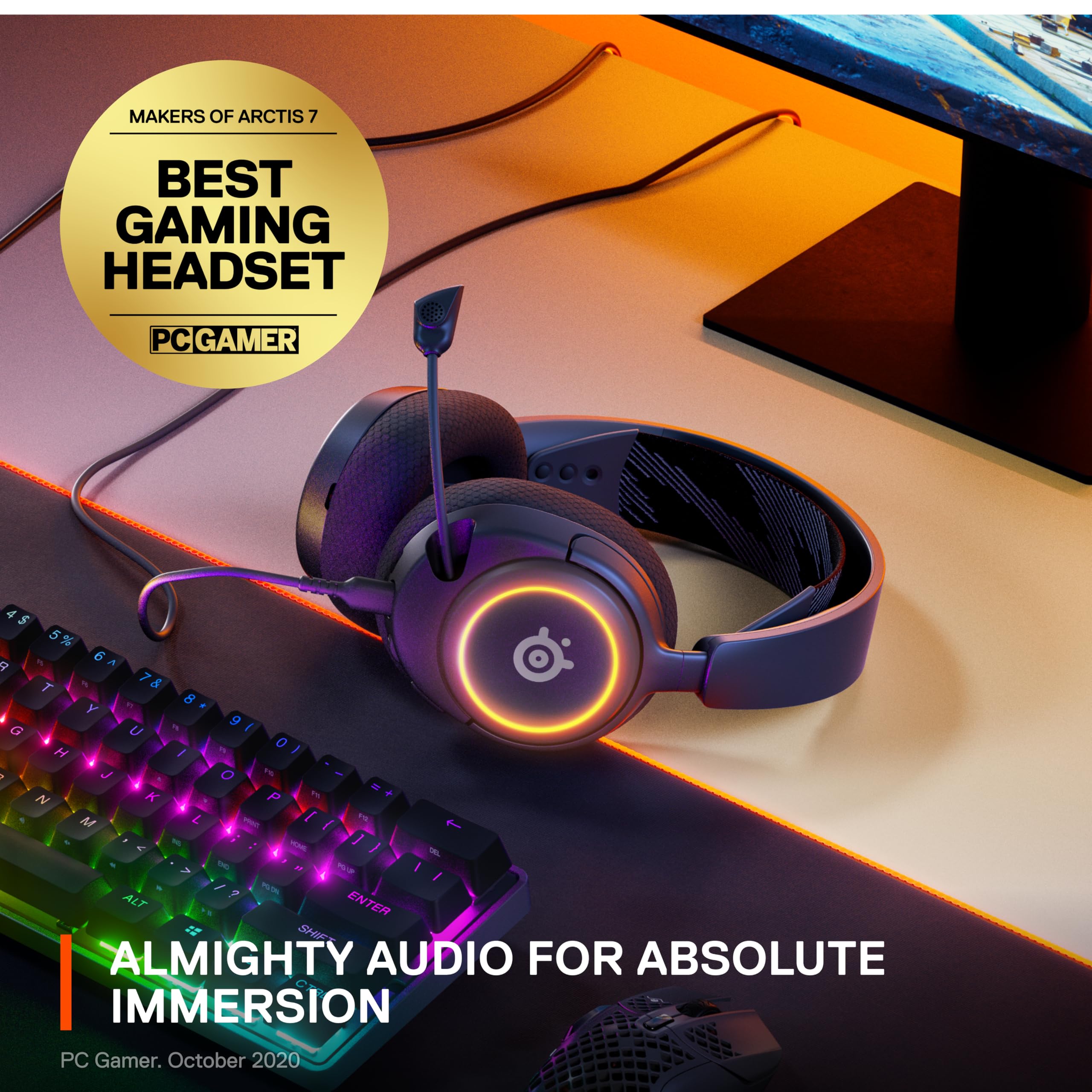 SteelSeries Arctis Nova 3 - USB-C Gaming Headset for PC, PS4, PS5 & Switch - RGB Lights - Hi-Fi Drivers - 360° Spatial Audio - AirWeave Memory Foam Earcups - Super Lightweight - ClearCast Gen 2 Mic 9