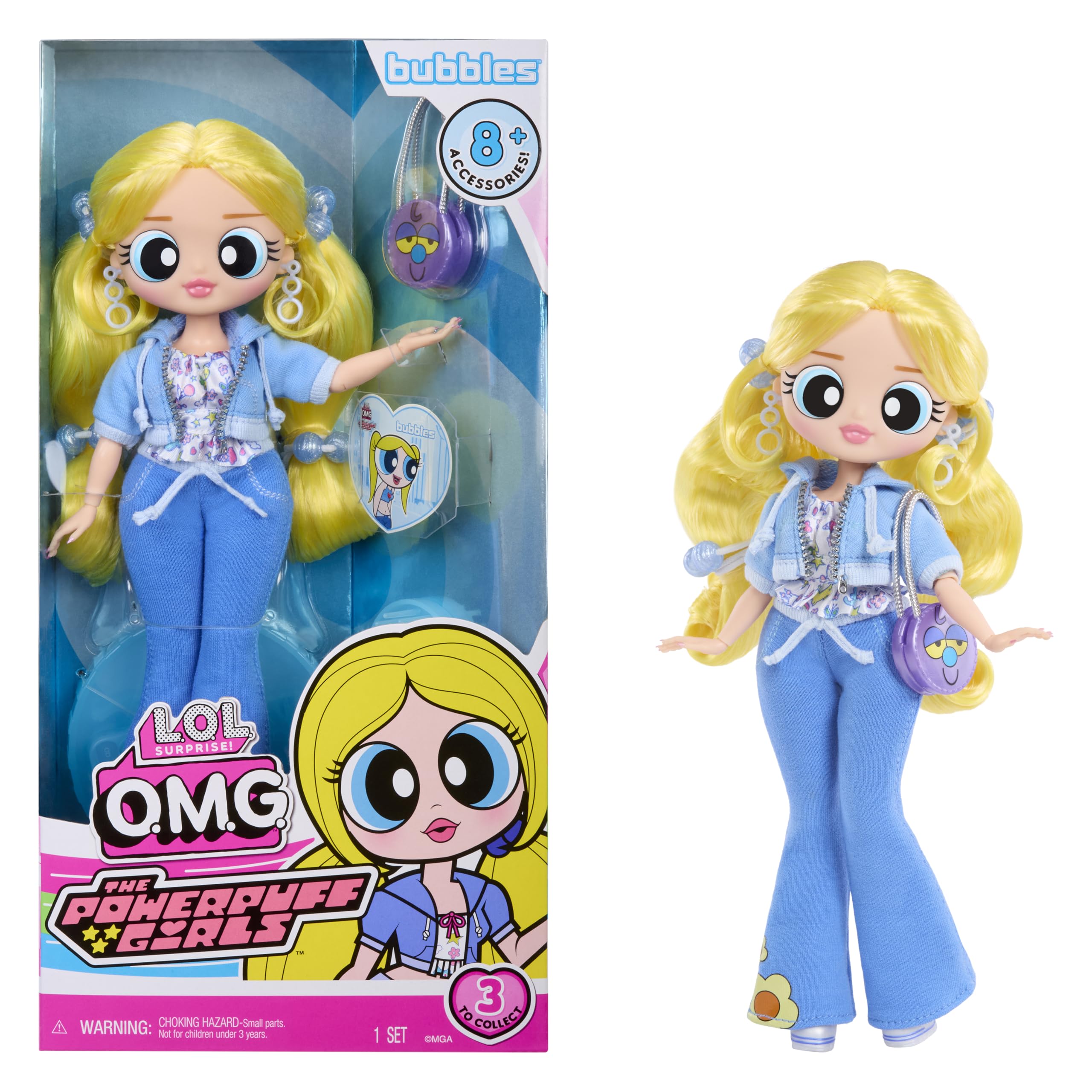 L.O.L. Surprise! OMG The Powerpuff Girls Doll - Bubbles - Fashion Doll with Outfit & Accessories, Collectible Toy for Kids