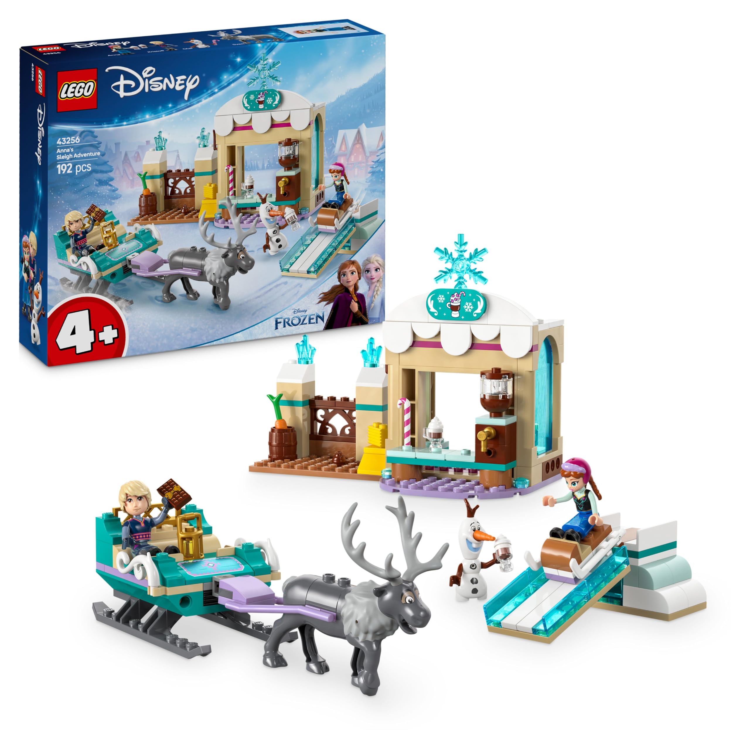 LEGO ǀ Disney Frozen Anna’s Sleigh Adventure Playset - Building Set with Hot Chocolate Stand & 4 Characters
