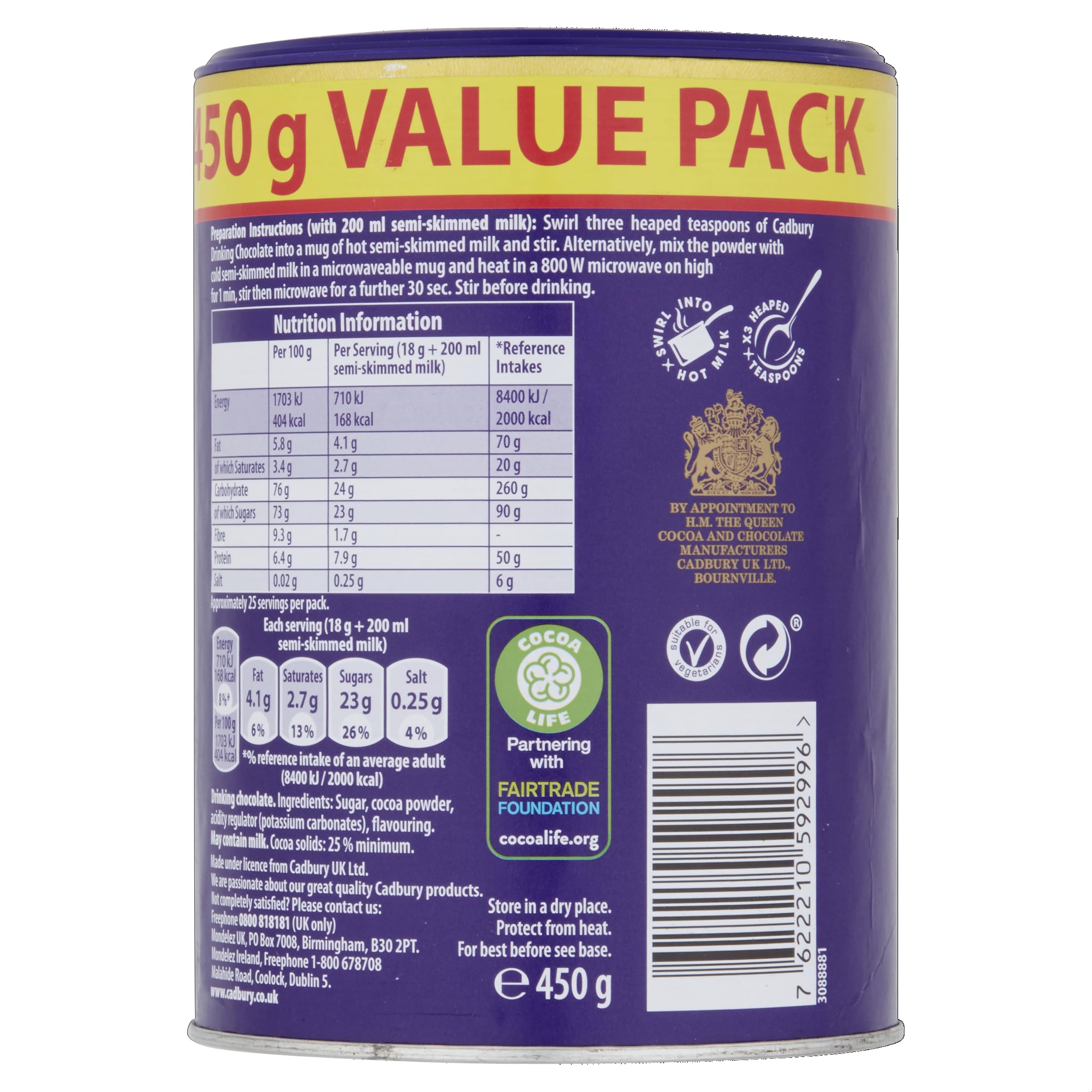 Cadbury - The Original Hot Chocolate Irresistibly Smooth Value Pack (450g) 5